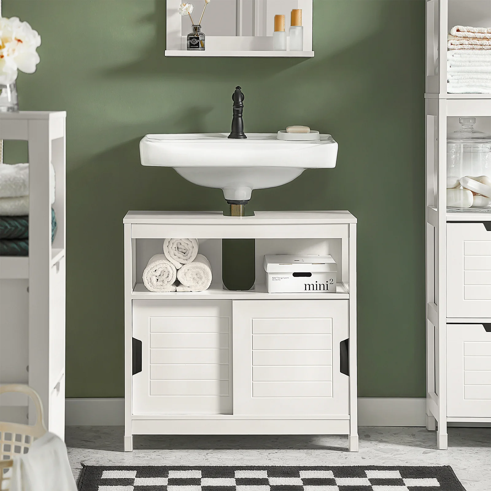 SoBuy FRG128-W Mueble para debajo del Lavabo con 1 Estante y 2 Puertas Blanco - Image 5