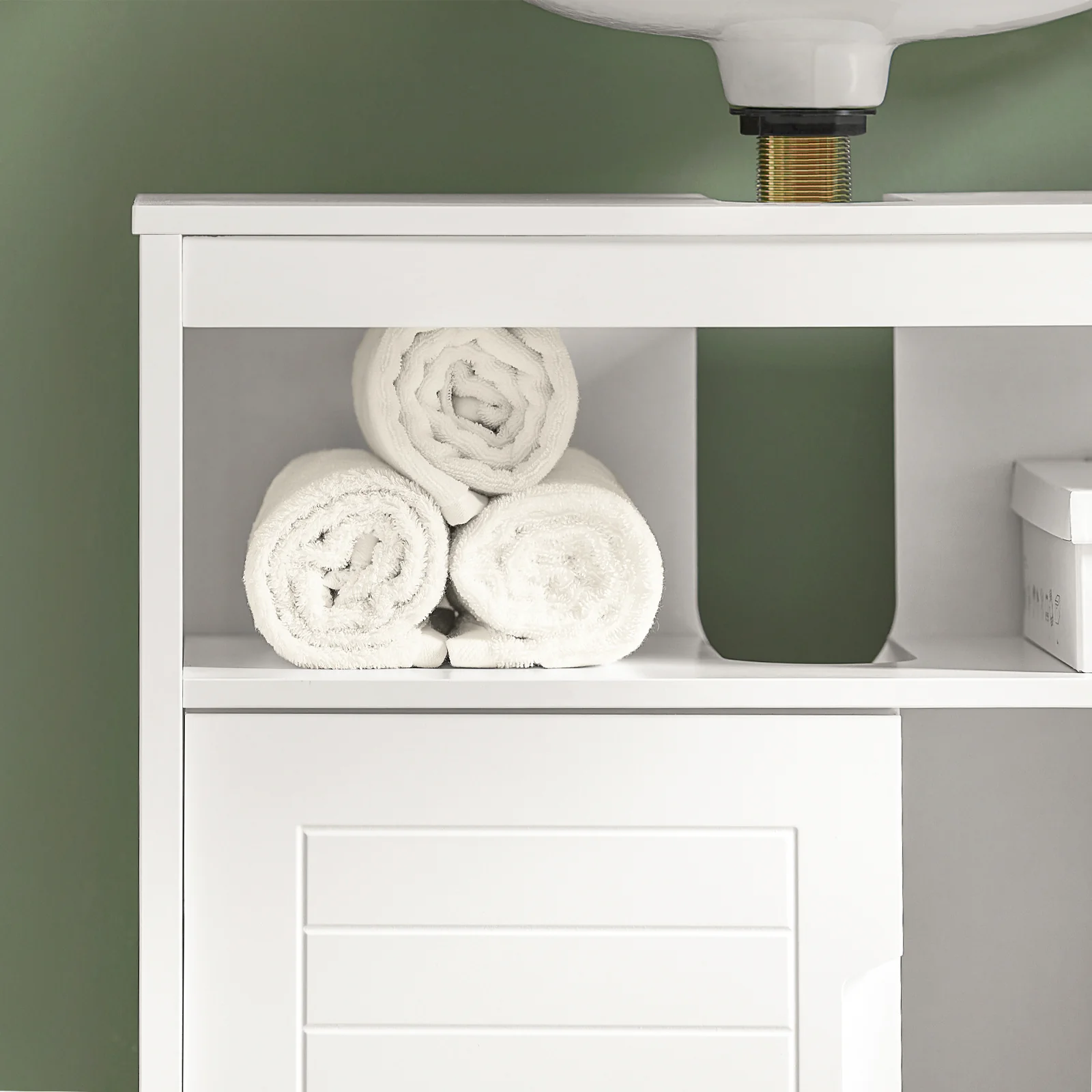 SoBuy FRG128-W Mueble para debajo del Lavabo con 1 Estante y 2 Puertas Blanco - Image 6