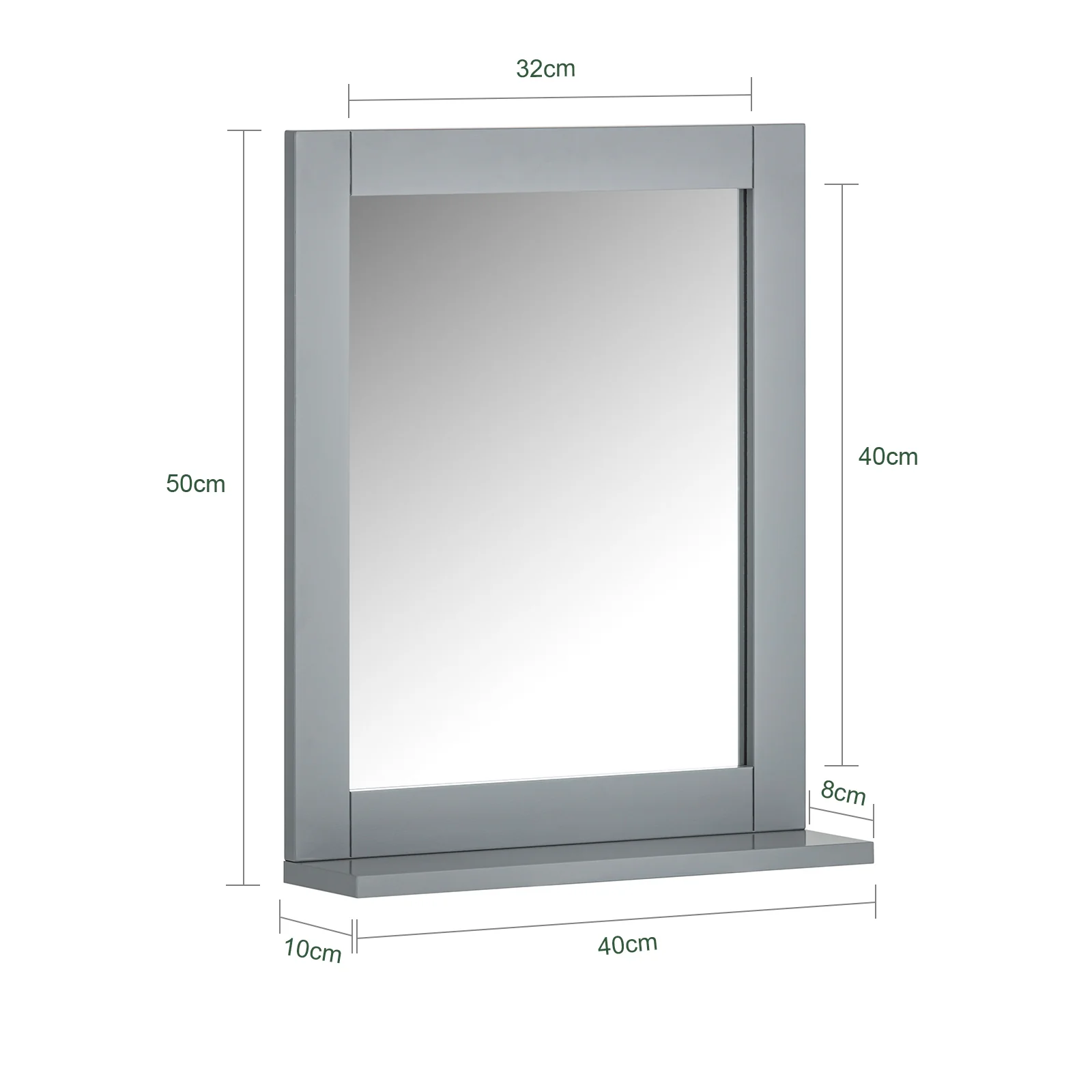SoBuy FRG129-SG Mueble de Pared con Espejo con 1 Estante Gris - Image 3