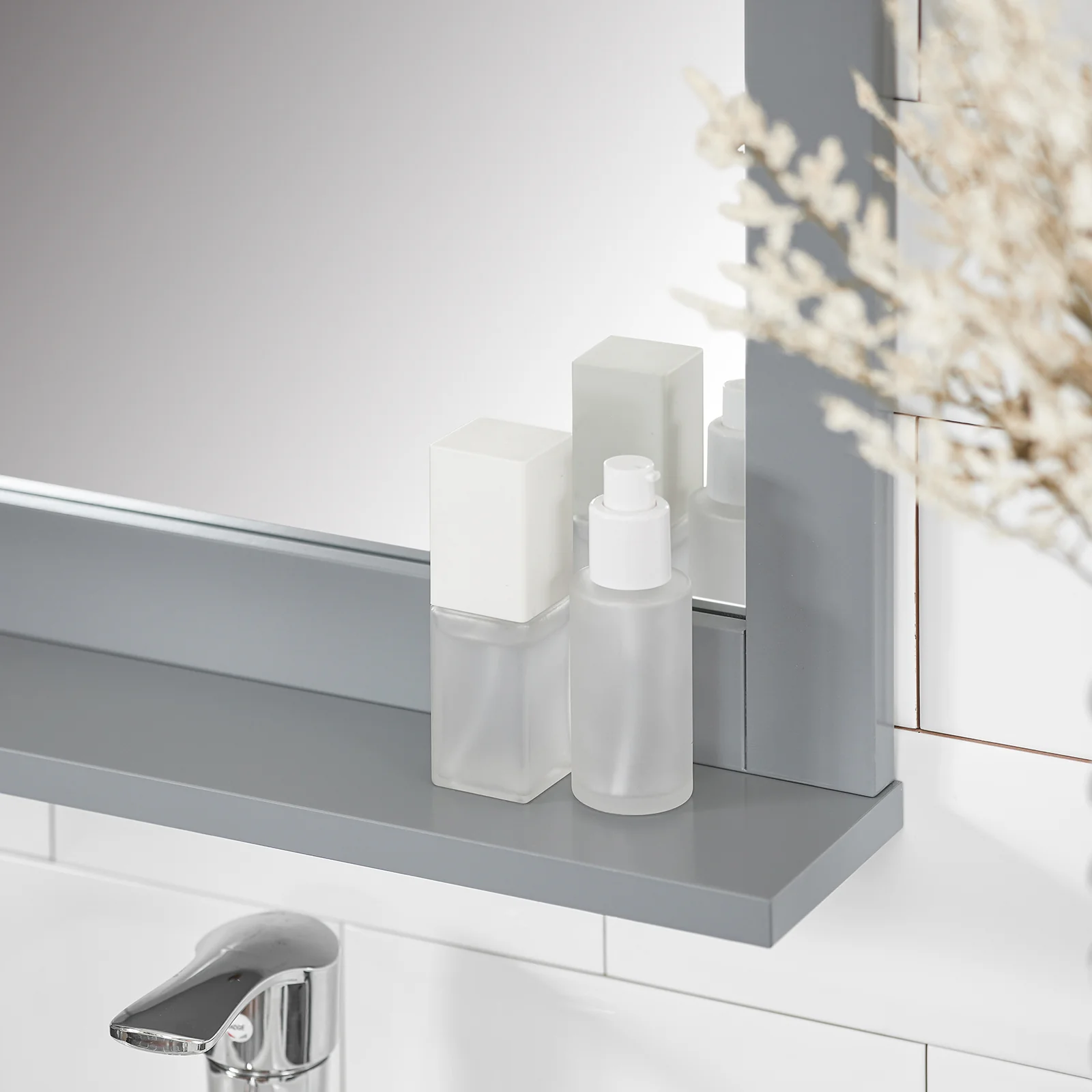 SoBuy FRG129-SG Mueble de Pared con Espejo con 1 Estante Gris - Image 5