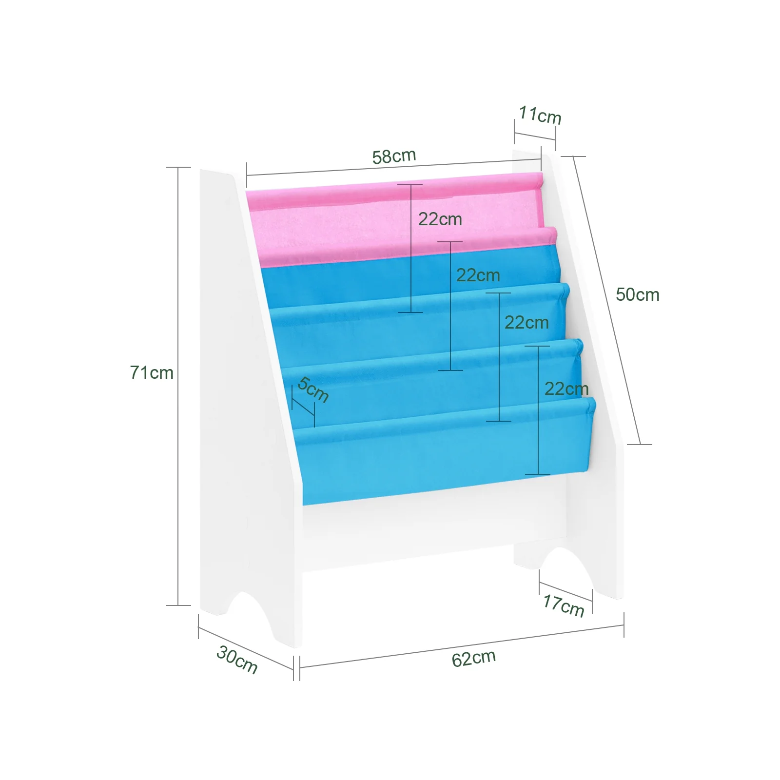 SoBuy FRG225-F Librería Infantil para niños con 4 boslas de azúl y rosa - Image 3