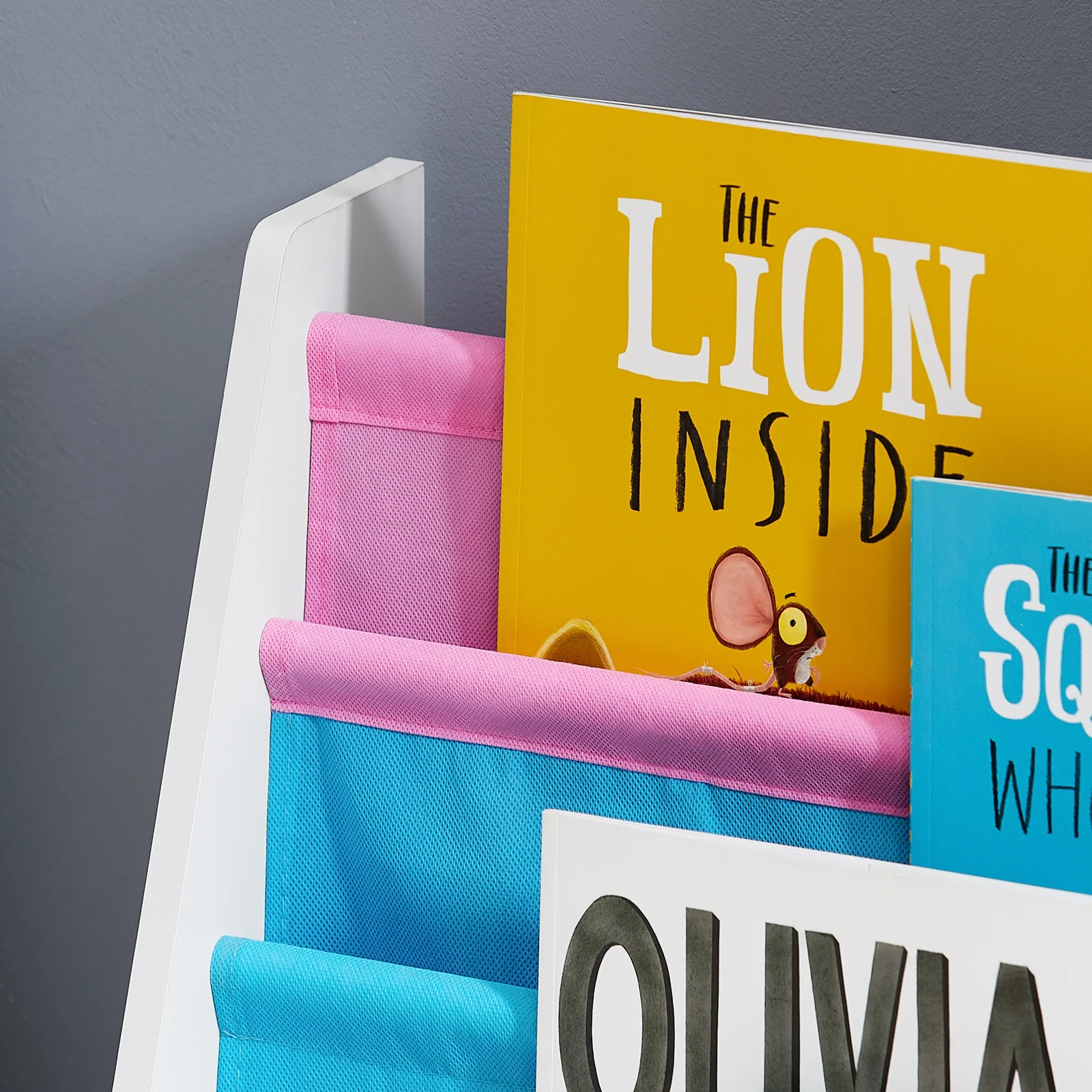 SoBuy FRG225-F Librería Infantil para niños con 4 boslas de azúl y rosa - Image 6