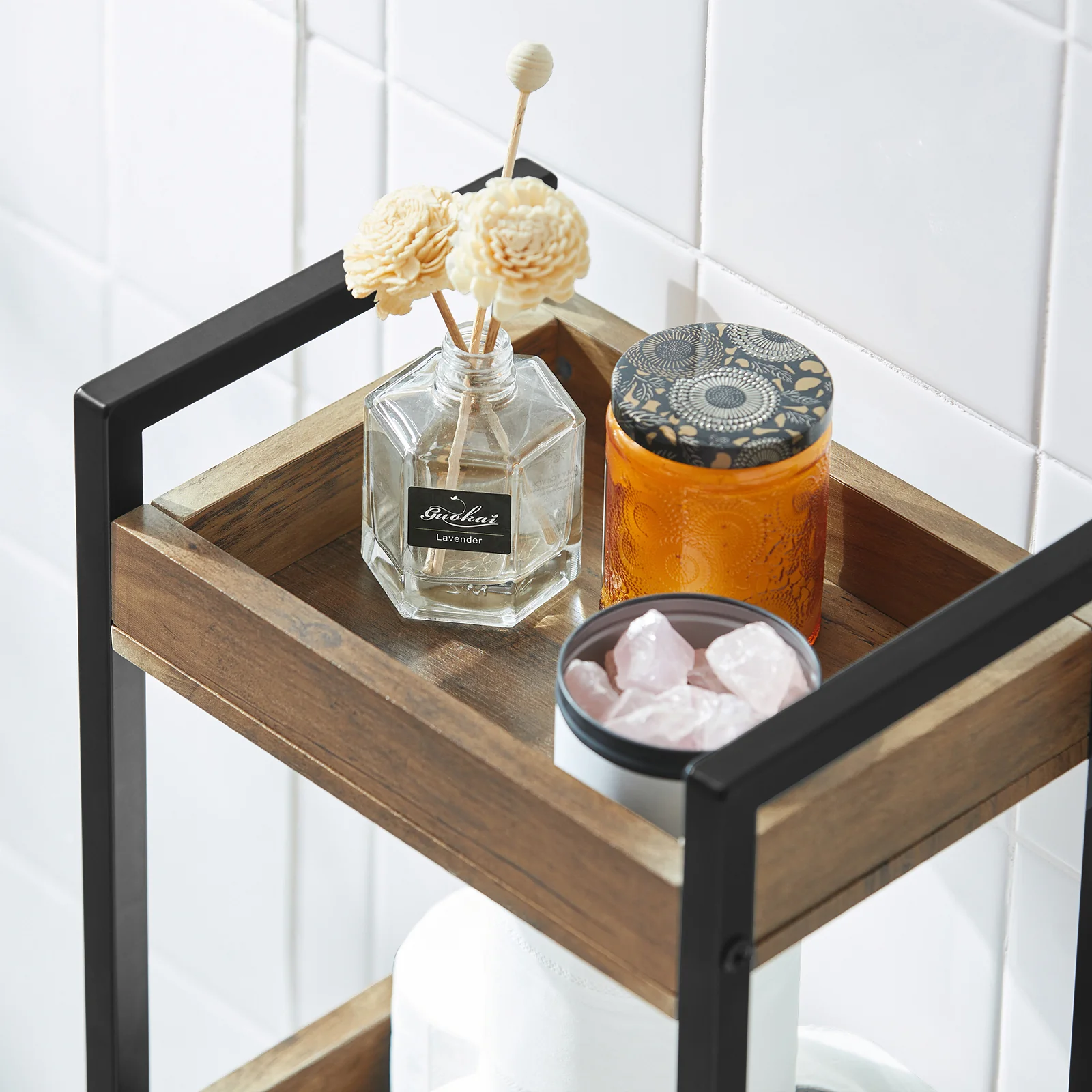 Preventa-SoBuy FRG226-F Estanterías de Baño con 3 niveles de bandejas Vintage - Image 4