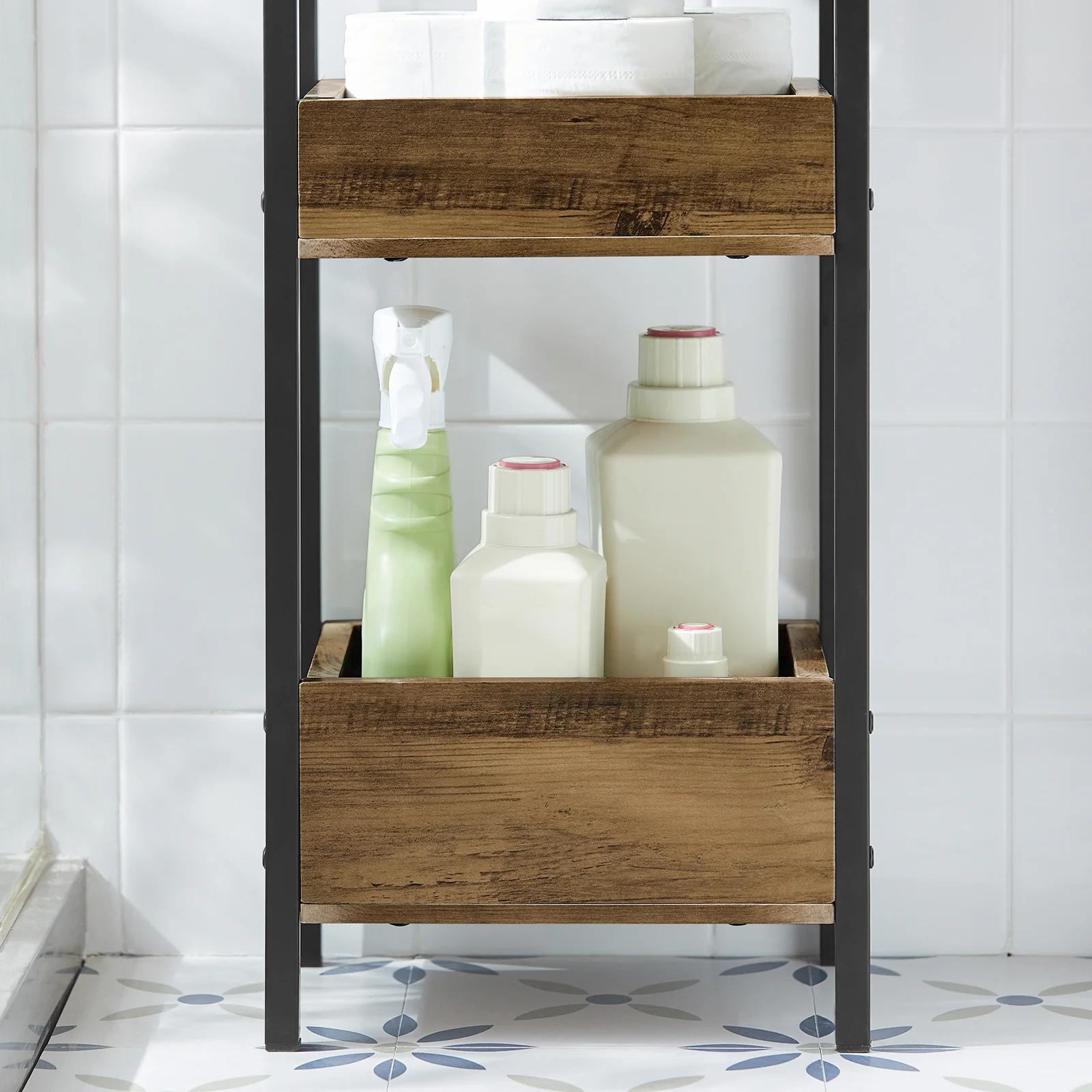 Preventa-SoBuy FRG226-F Estanterías de Baño con 3 niveles de bandejas Vintage - Image 6
