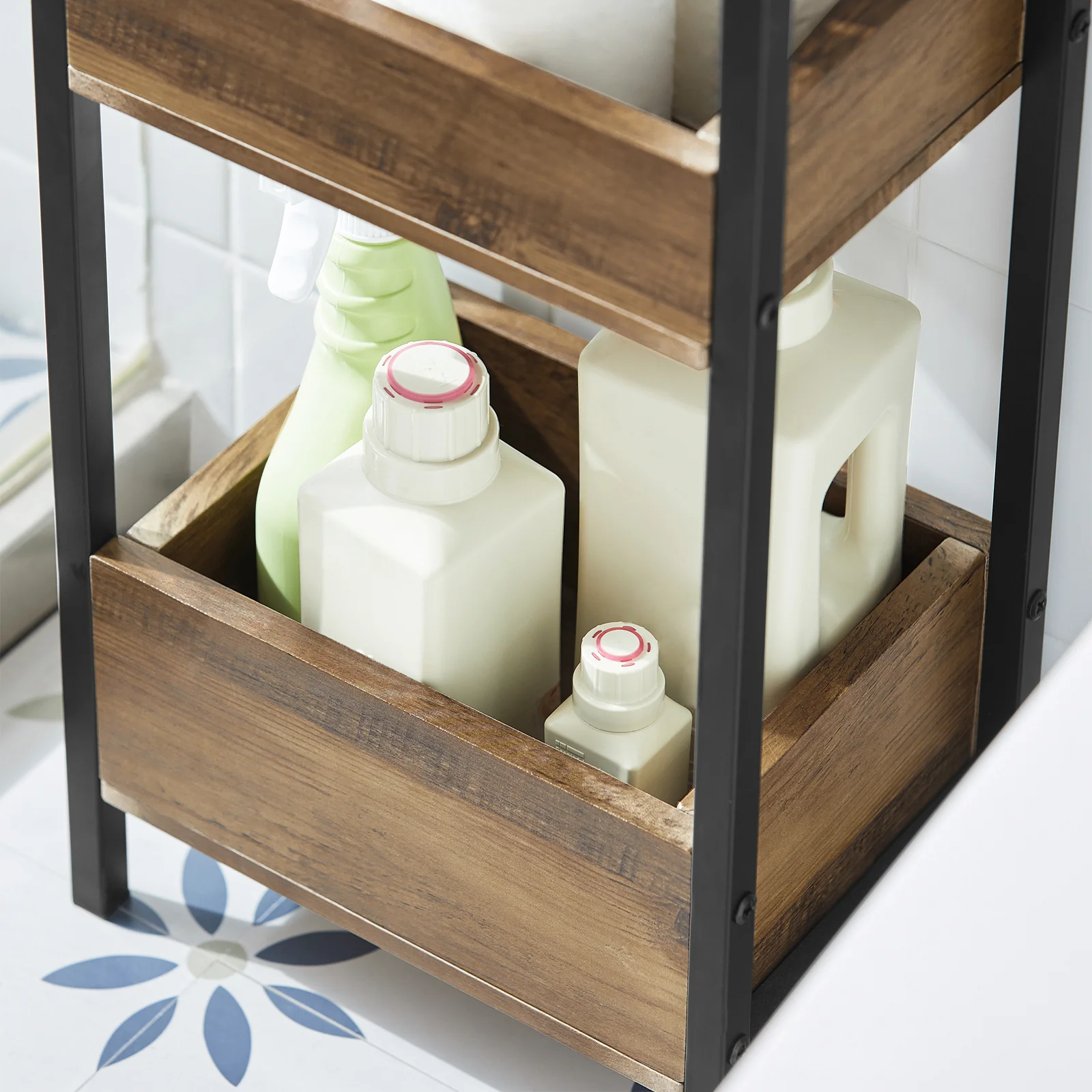 Preventa-SoBuy FRG226-F Estanterías de Baño con 3 niveles de bandejas Vintage - Image 7