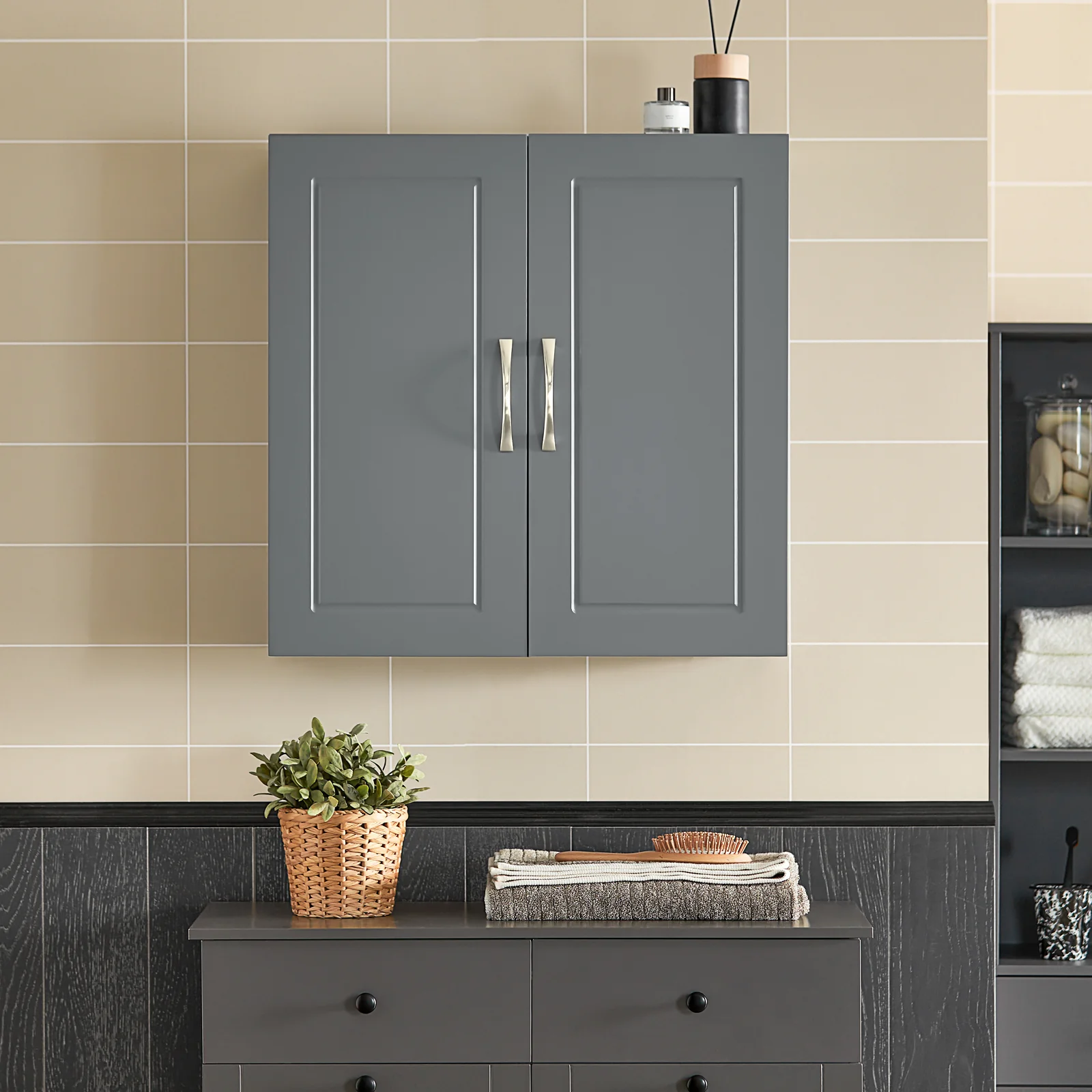 SoBuy FRG231-DG Mueble de Pared Armario suspendido con 2 Puertas Gris - Image 4