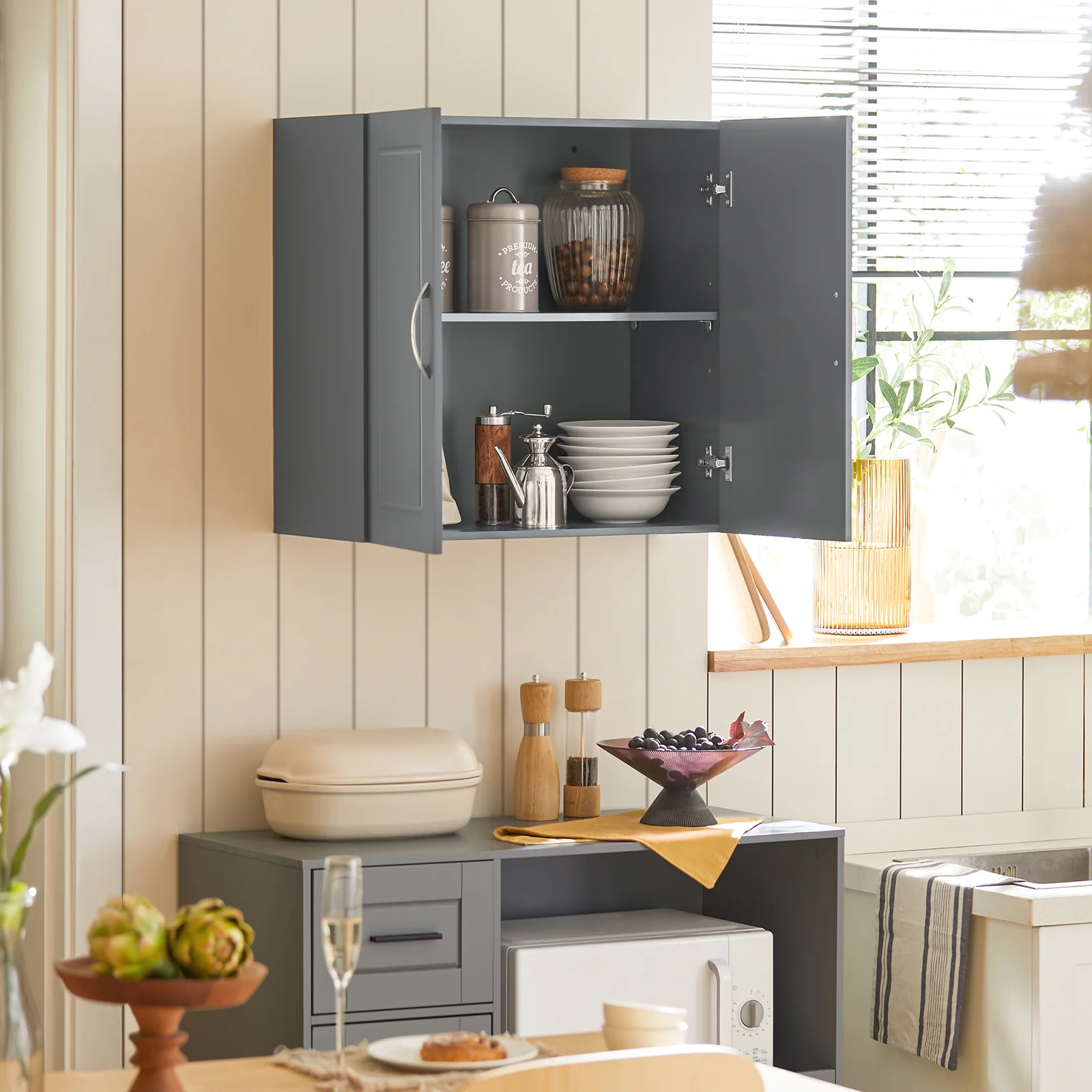 SoBuy FRG231-DG Mueble de Pared Armario suspendido con 2 Puertas Gris - Image 5