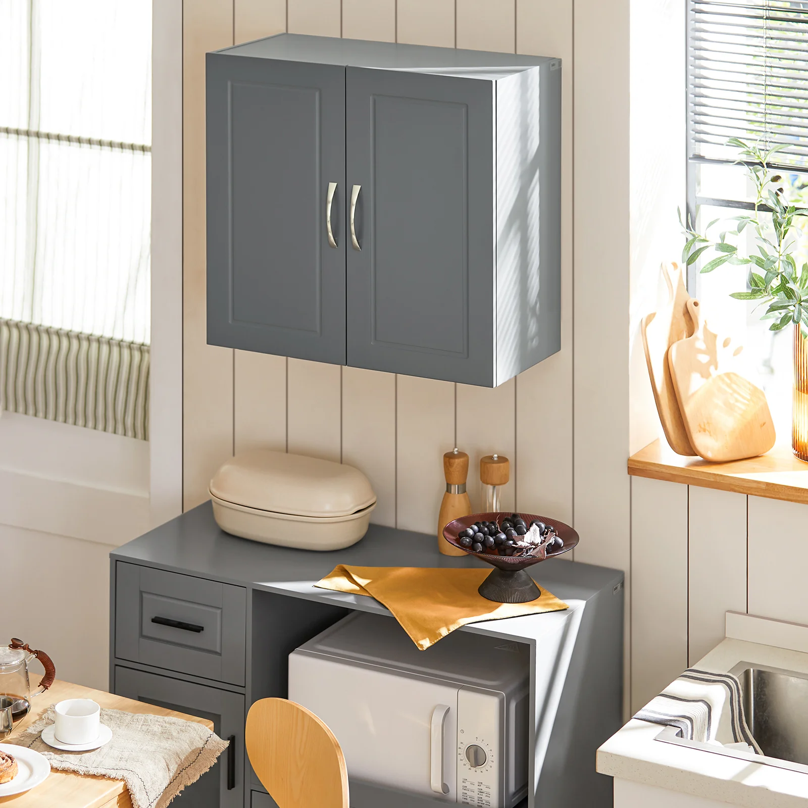SoBuy FRG231-DG Mueble de Pared Armario suspendido con 2 Puertas Gris - Image 6