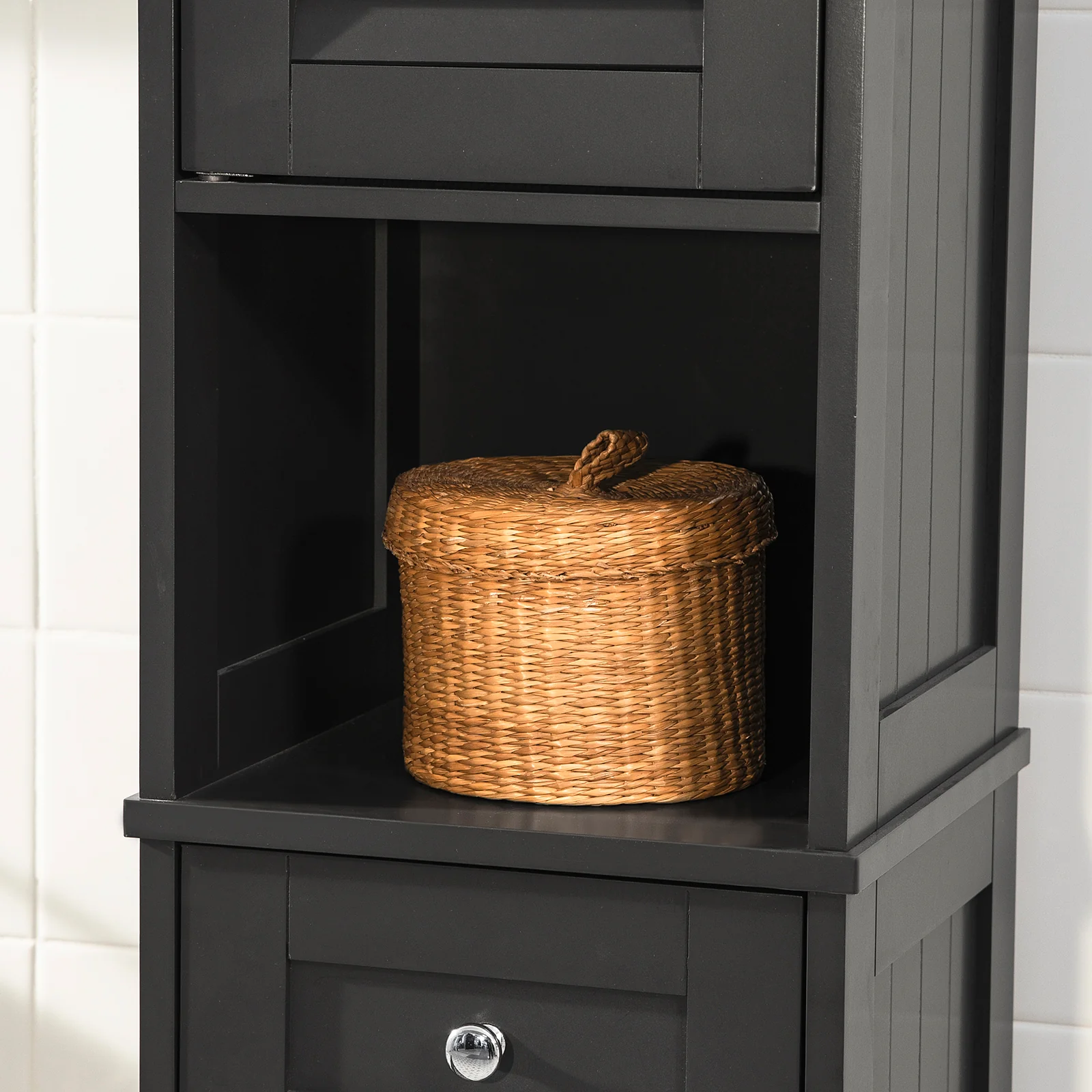 SoBuy FRG236-DG Armario alto de Baño 2 Puertas y 1 cajón Gris - Image 8