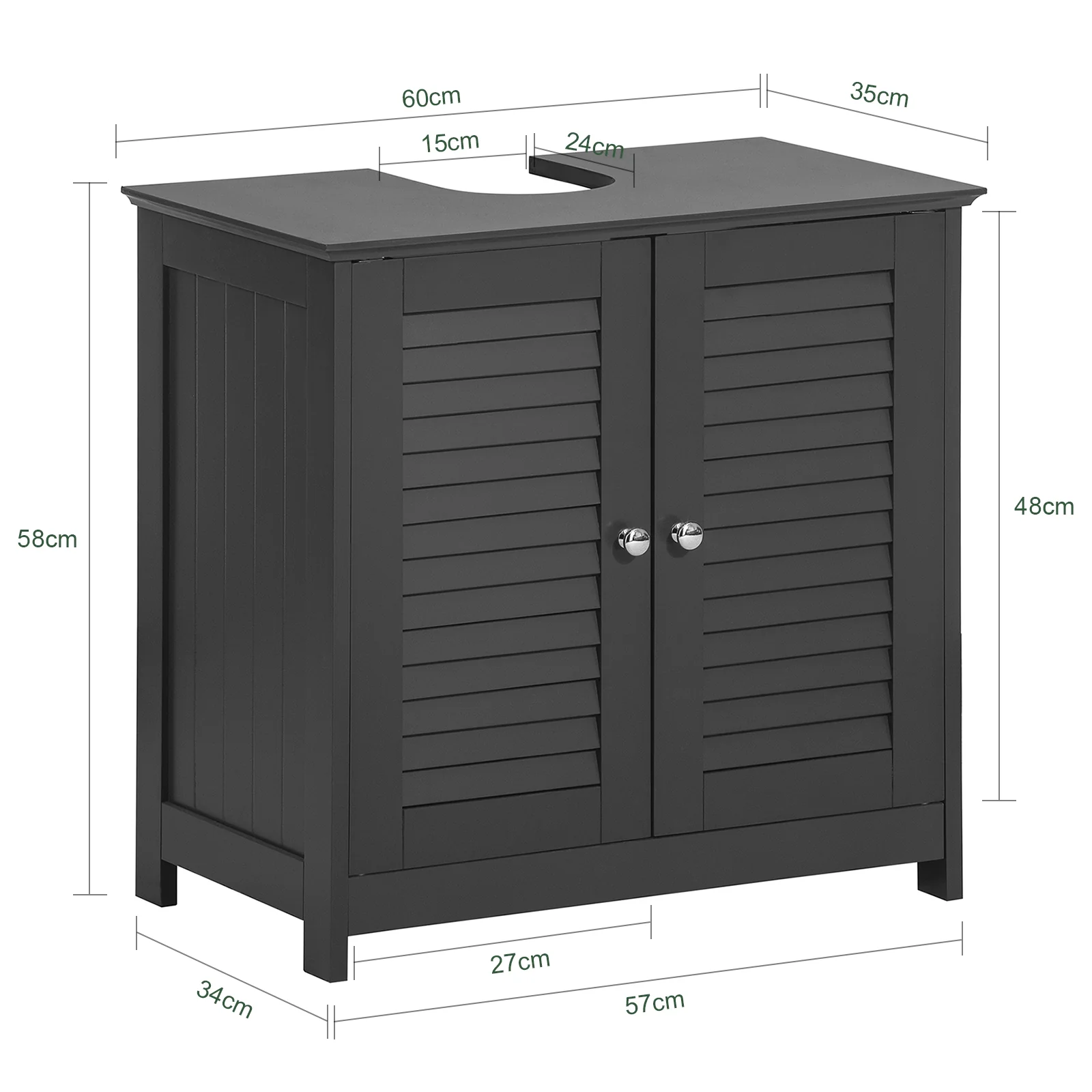 SoBuy FRG237-DG Armario para debajo del lavado 2 puertas y 2 estantes Gris - Image 3