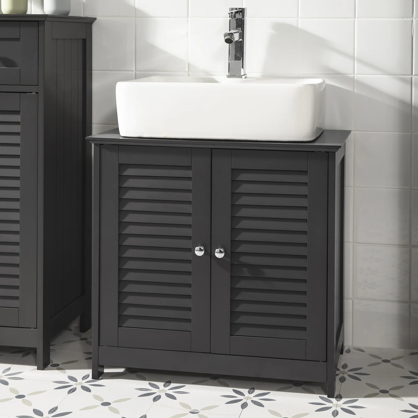SoBuy FRG237-DG Armario para debajo del lavado 2 puertas y 2 estantes Gris - Image 5