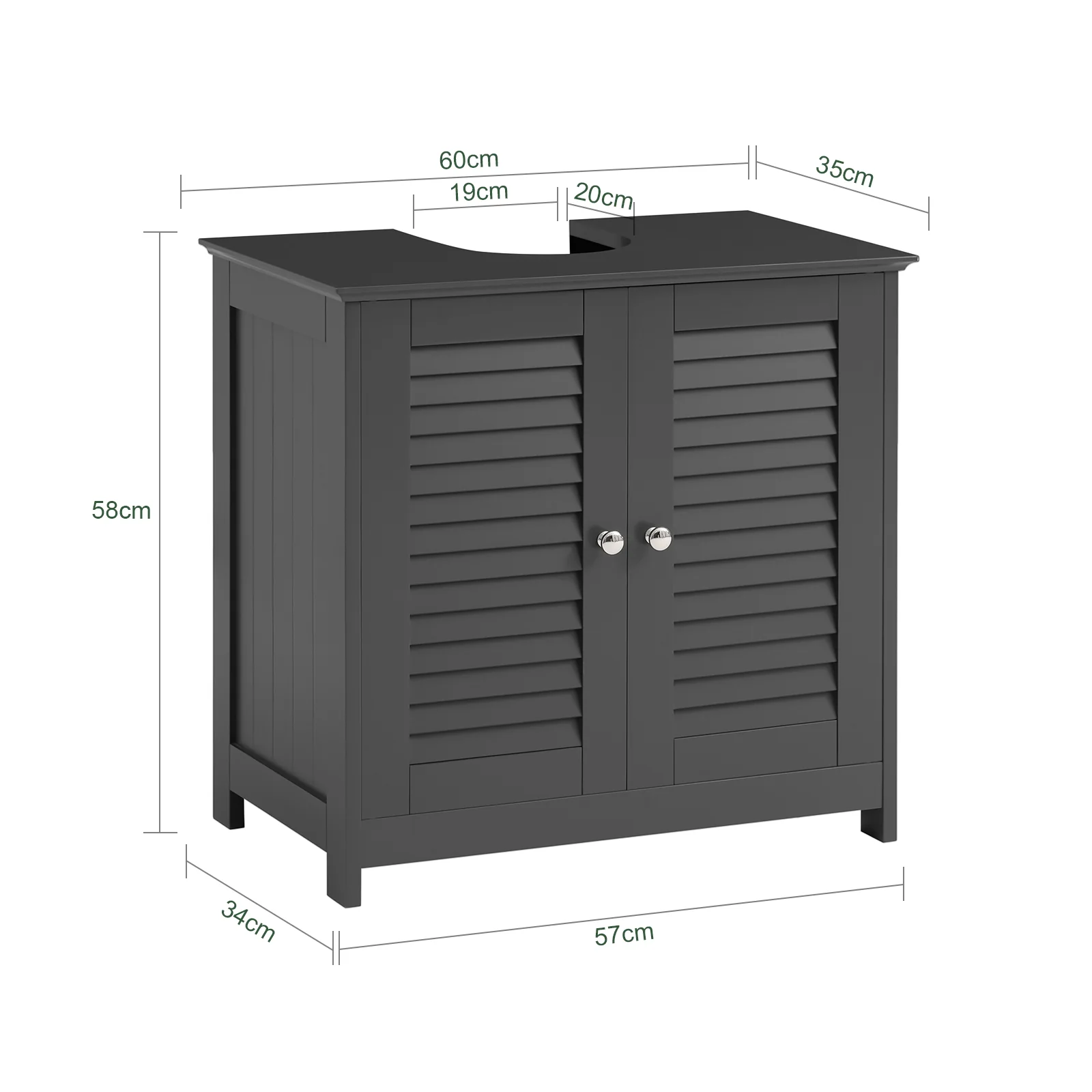 SoBuy FRG237-II-DG Mueble para Debajo del Lavabo Gris Oscuro - Image 3