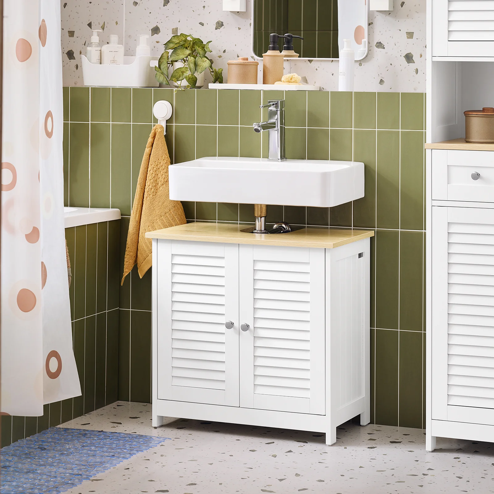 SoBuy FRG237-WN Armario para Debajo del Lavabo con 2 Puertas 60x35x59 cm - Image 2