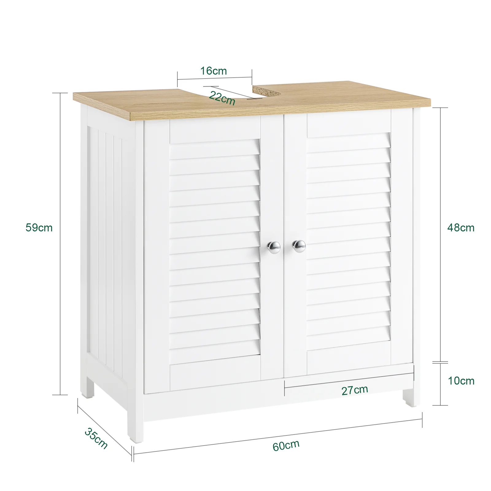 SoBuy FRG237-WN Armario para Debajo del Lavabo con 2 Puertas 60x35x59 cm - Image 3
