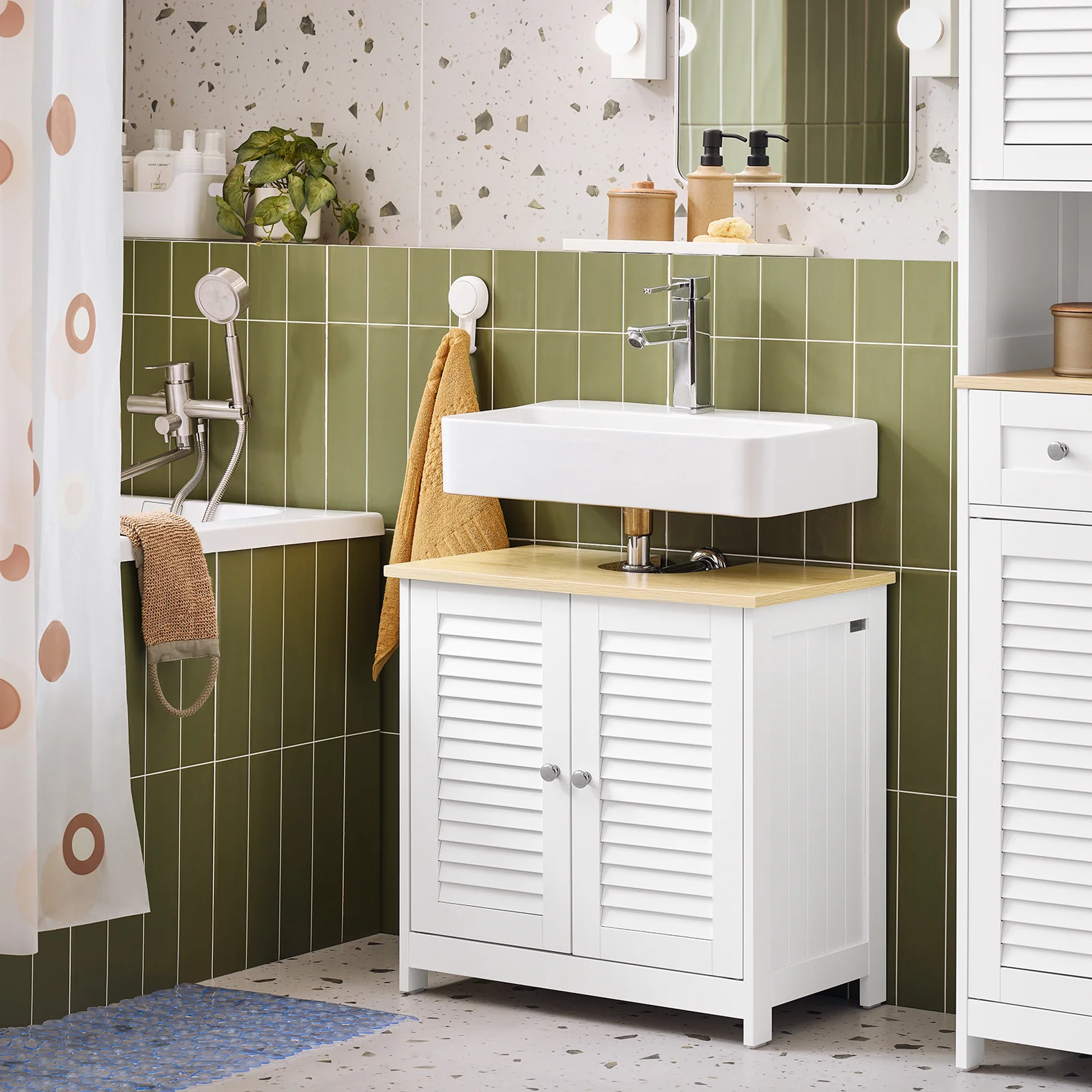 SoBuy FRG237-WN Armario para Debajo del Lavabo con 2 Puertas 60x35x59 cm - Image 4