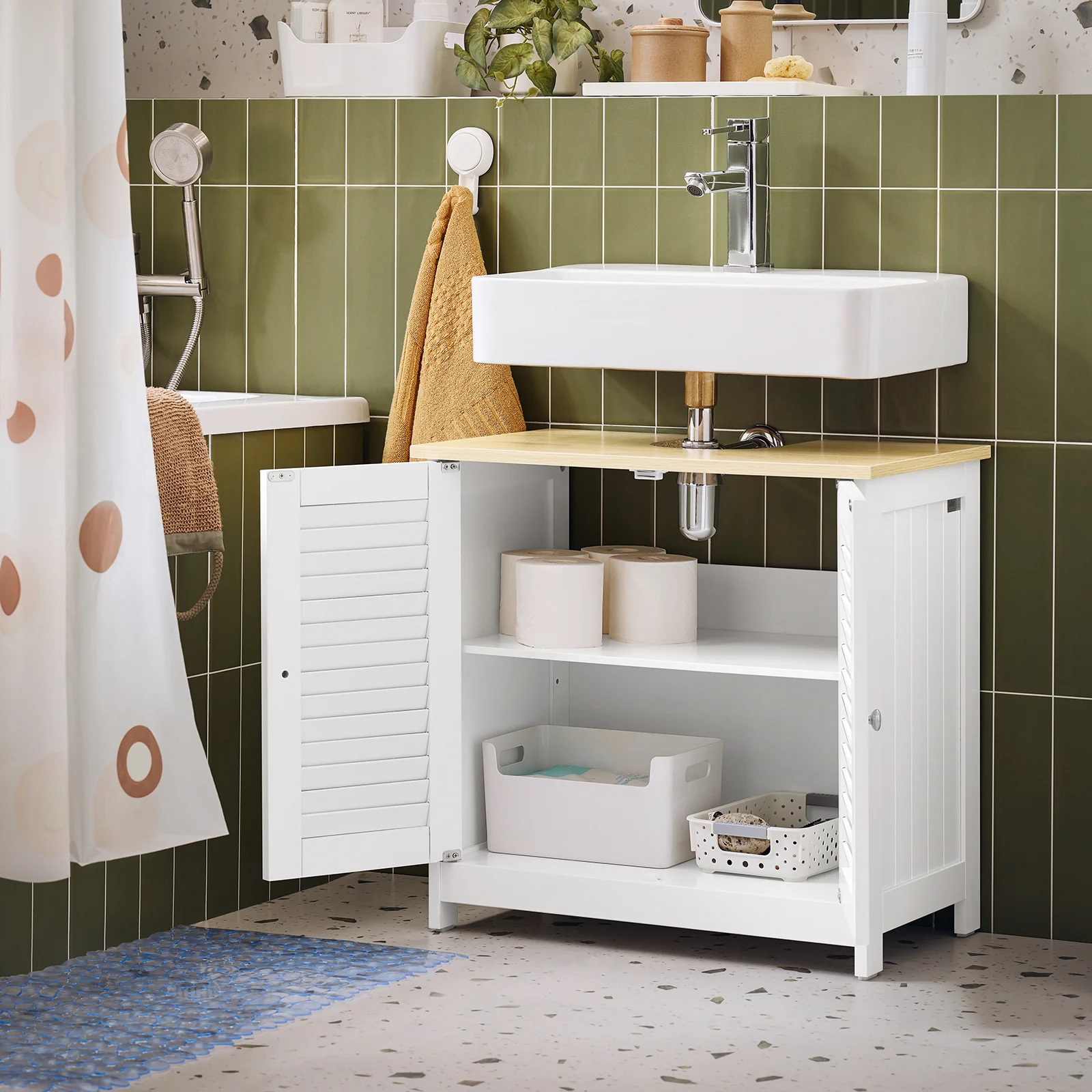 SoBuy FRG237-WN Armario para Debajo del Lavabo con 2 Puertas 60x35x59 cm - Image 5