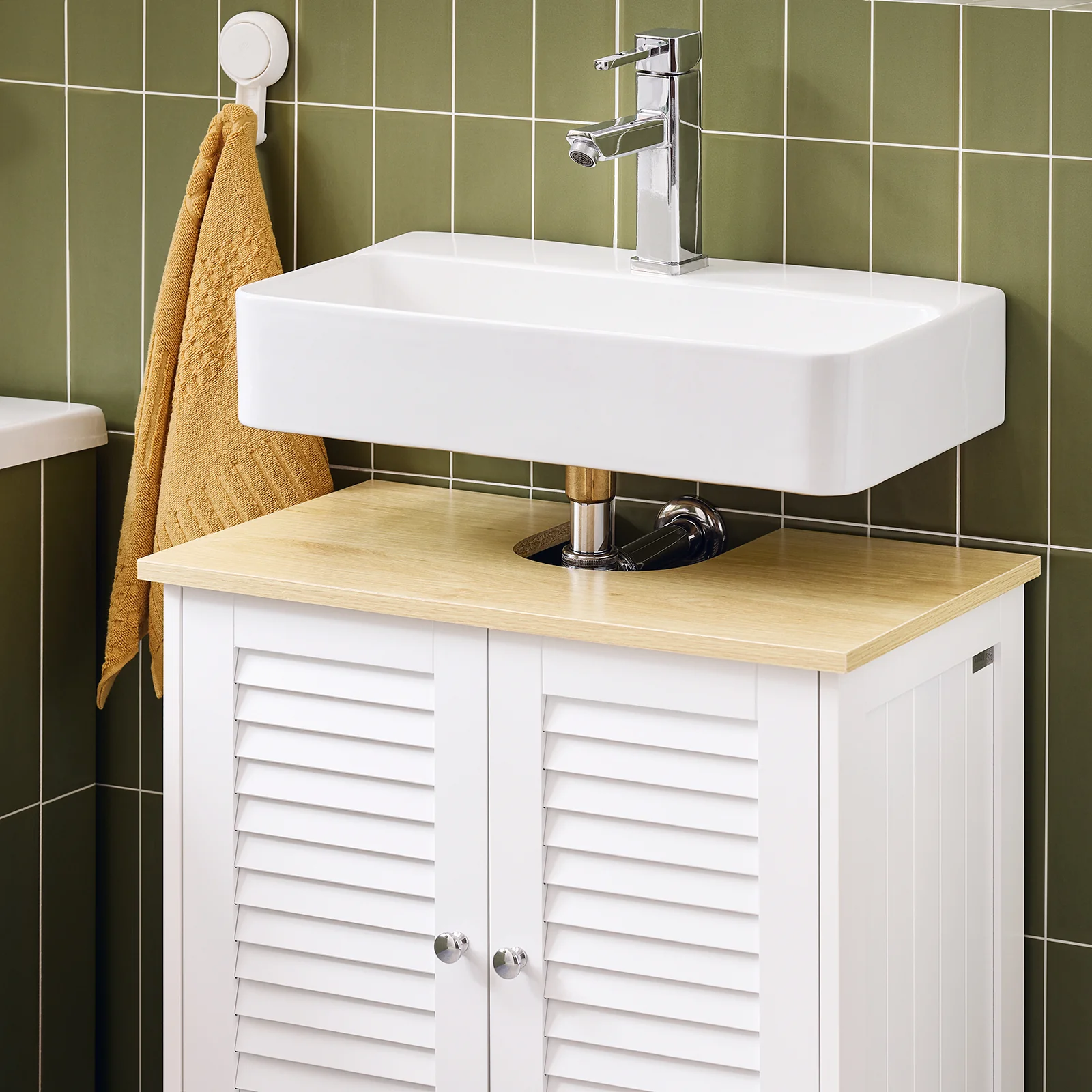 SoBuy FRG237-WN Armario para Debajo del Lavabo con 2 Puertas 60x35x59 cm - Image 6