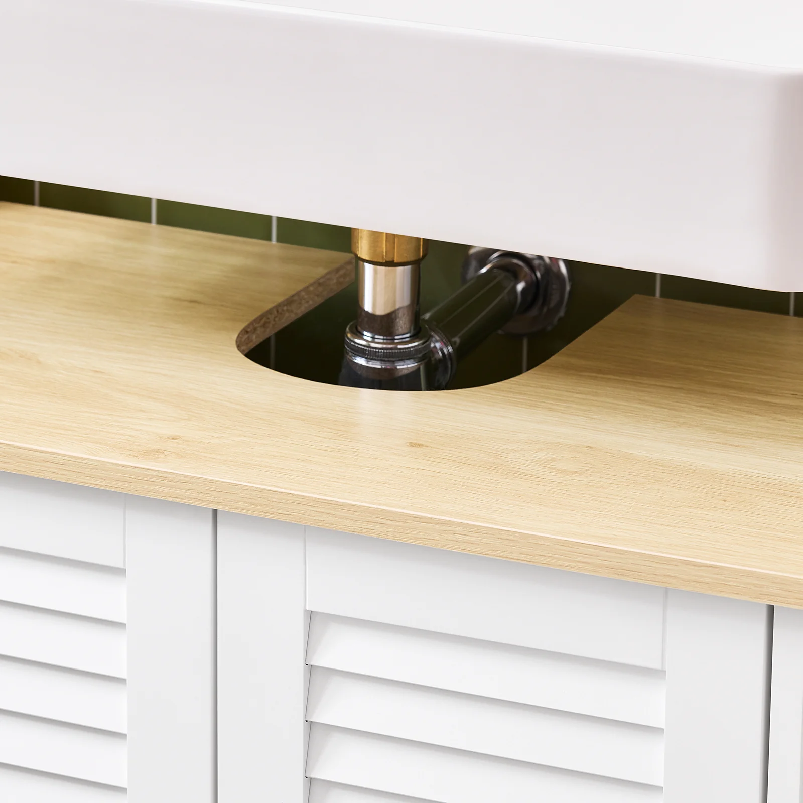 SoBuy FRG237-WN Armario para Debajo del Lavabo con 2 Puertas 60x35x59 cm - Image 8