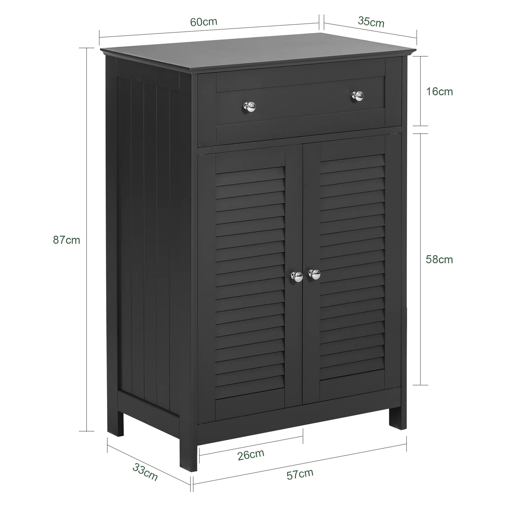 SoBuy FRG238-DG  Armario de Baño con 1 cajónes y 2 puerta Gris - Image 3