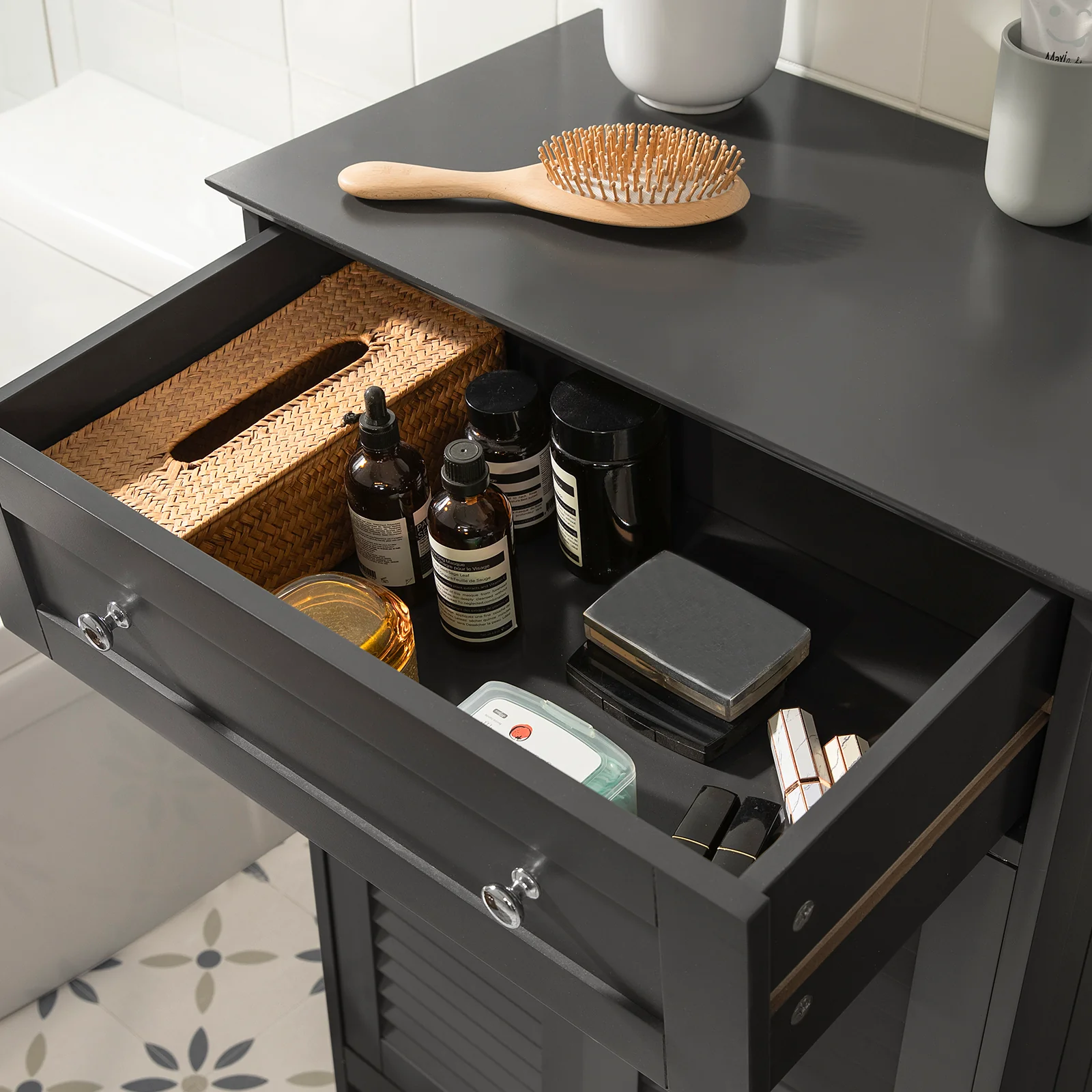 SoBuy FRG238-DG  Armario de Baño con 1 cajónes y 2 puerta Gris - Image 5