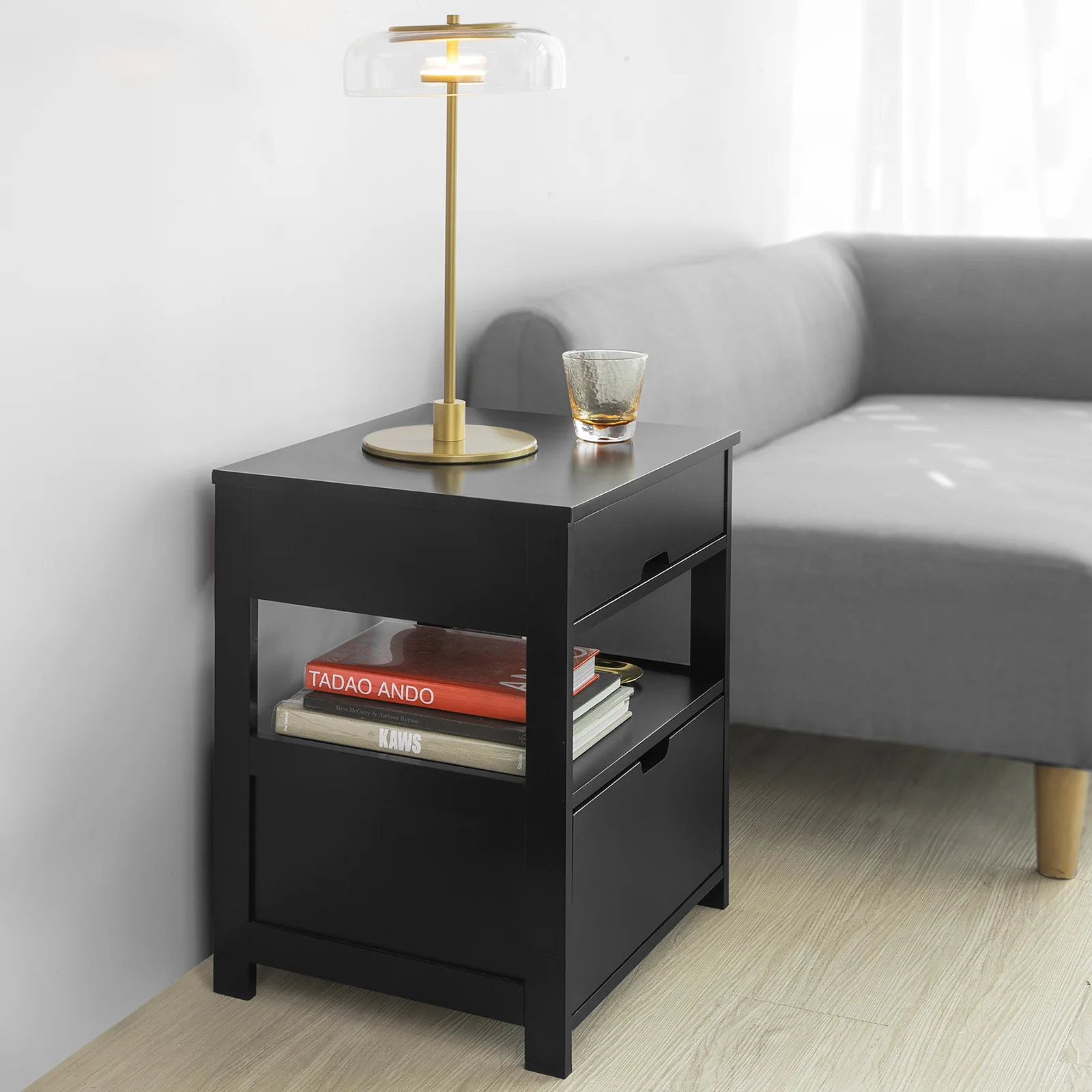 SoBuy FRG258-SCHx2 Mesitas de Noche Dormitorio Mesa Auxiliar con 2 cajones - Image 4