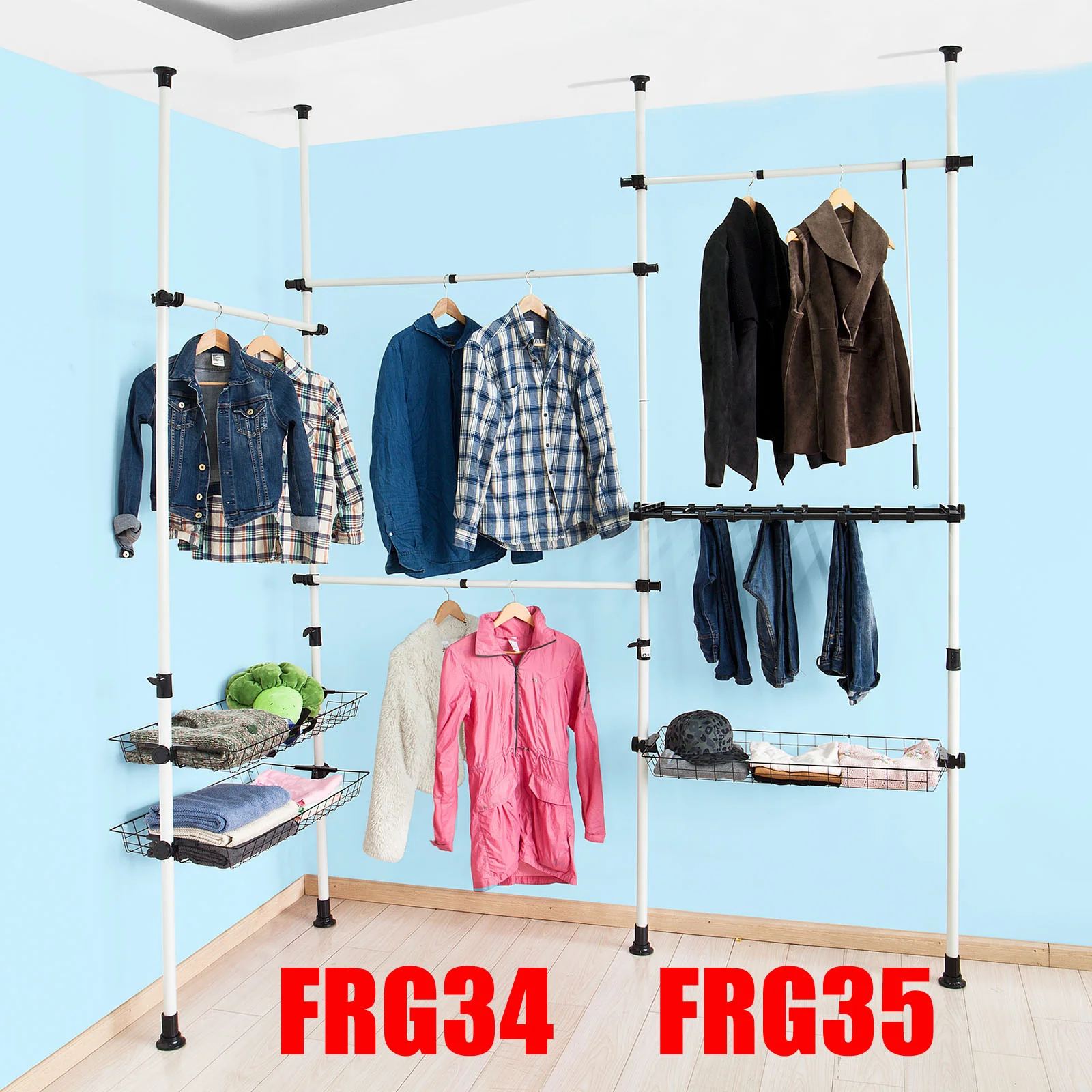 SoBuy FRG34-P02 Set de Dos Cestas de Alambre de Metal Multiusos para Ropa - Image 7
