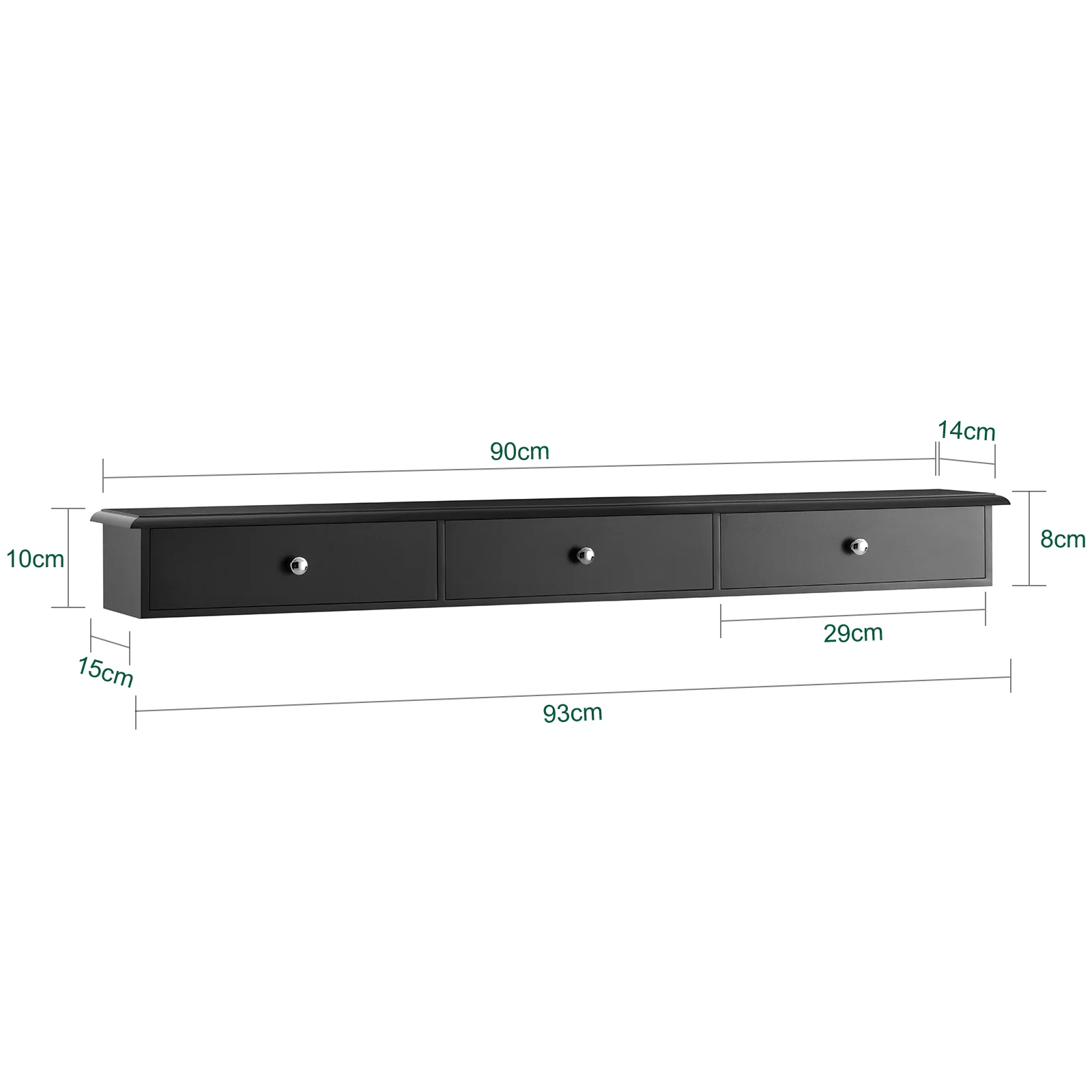 SoBuy FRG43-L-SCH Estante de Pared con 3 Cajones Negro - Image 3