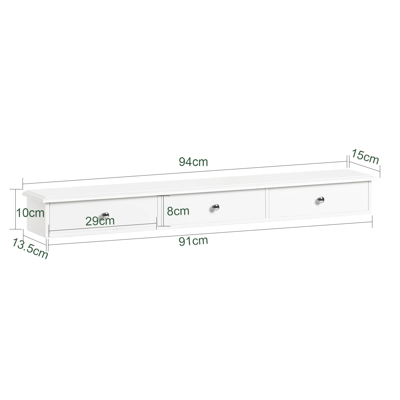 SoBuy FRG43-L-W Estantes de Pared con 3 cajones Blanco - Image 3