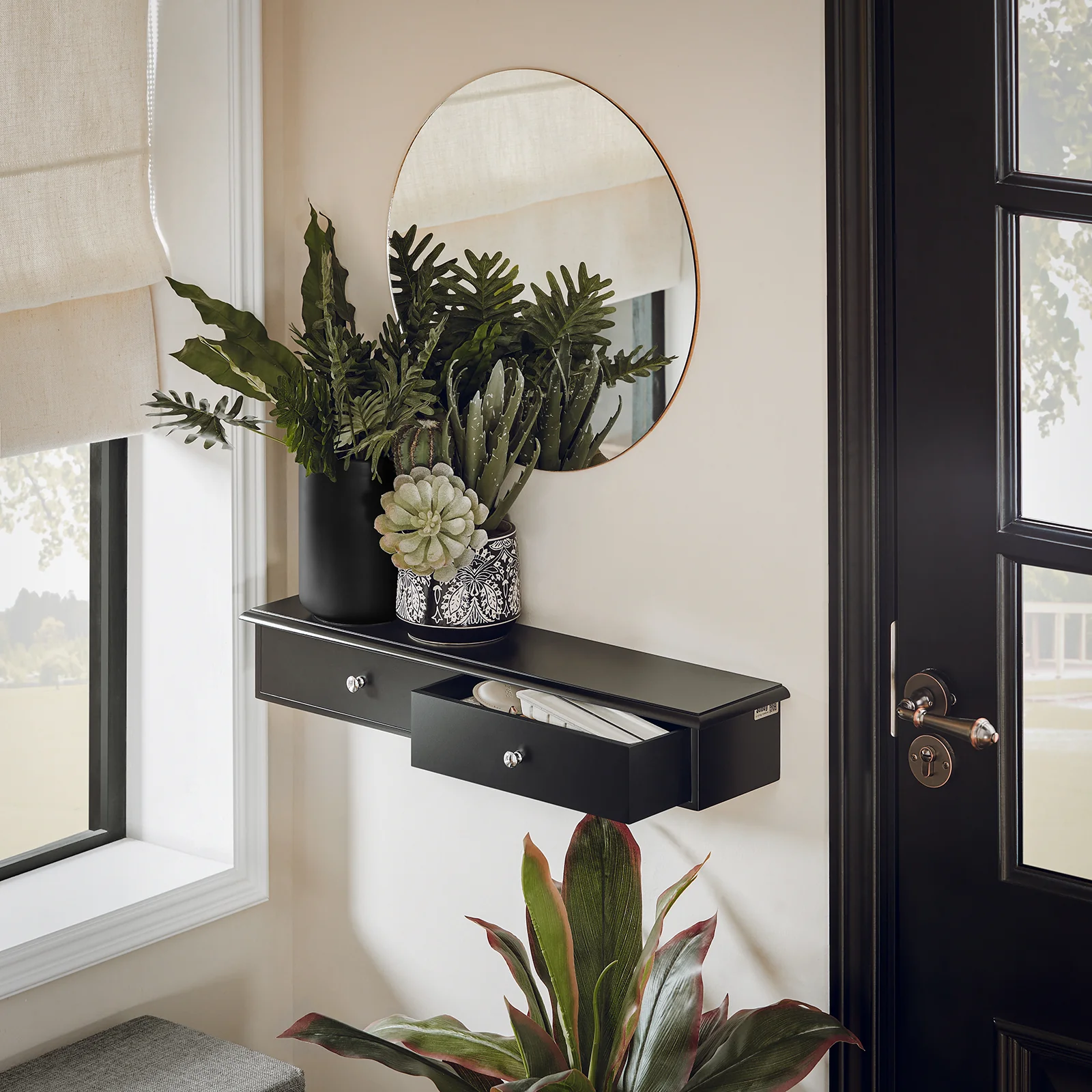 SoBuy FRG43-SCH Estante de Pared con 2 Cajones 64 x 15 x 10 cm Negro - Image 2