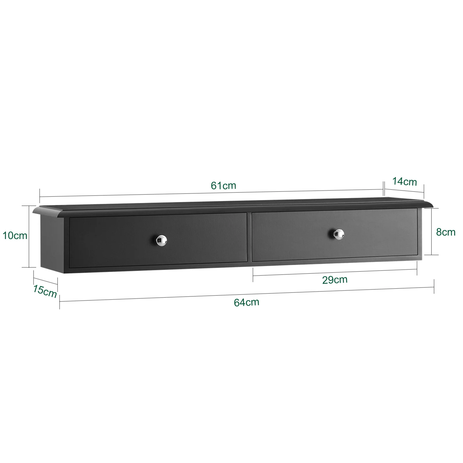 SoBuy FRG43-SCH Estante de Pared con 2 Cajones 64 x 15 x 10 cm Negro - Image 3