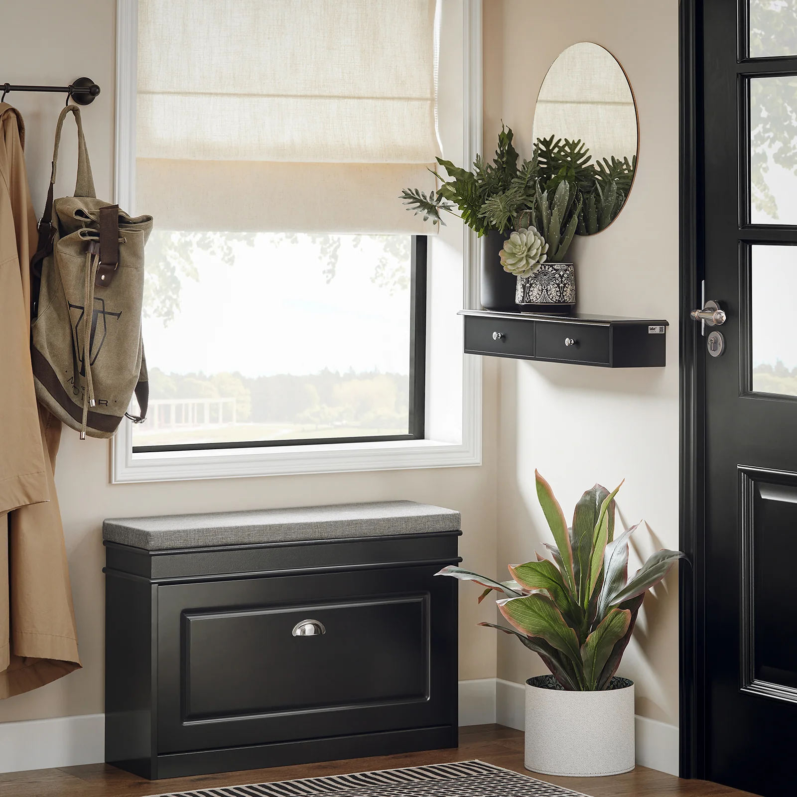 SoBuy FRG43-SCH Estante de Pared con 2 Cajones 64 x 15 x 10 cm Negro - Image 4