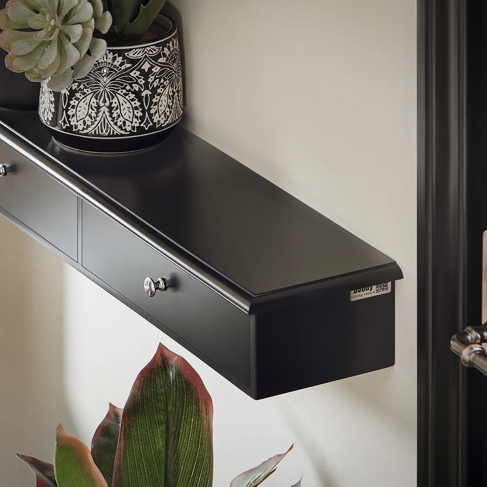 SoBuy FRG43-SCH Estante de Pared con 2 Cajones 64 x 15 x 10 cm Negro - Image 6