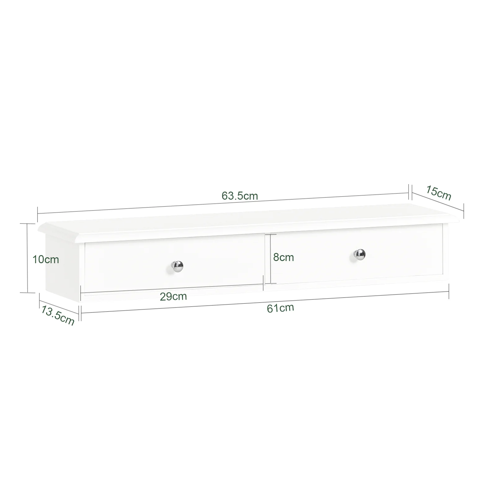 SoBuy FRG43-W Estantes de Pared Perchero de pared con 2 cajones MDF Blanco - Image 3