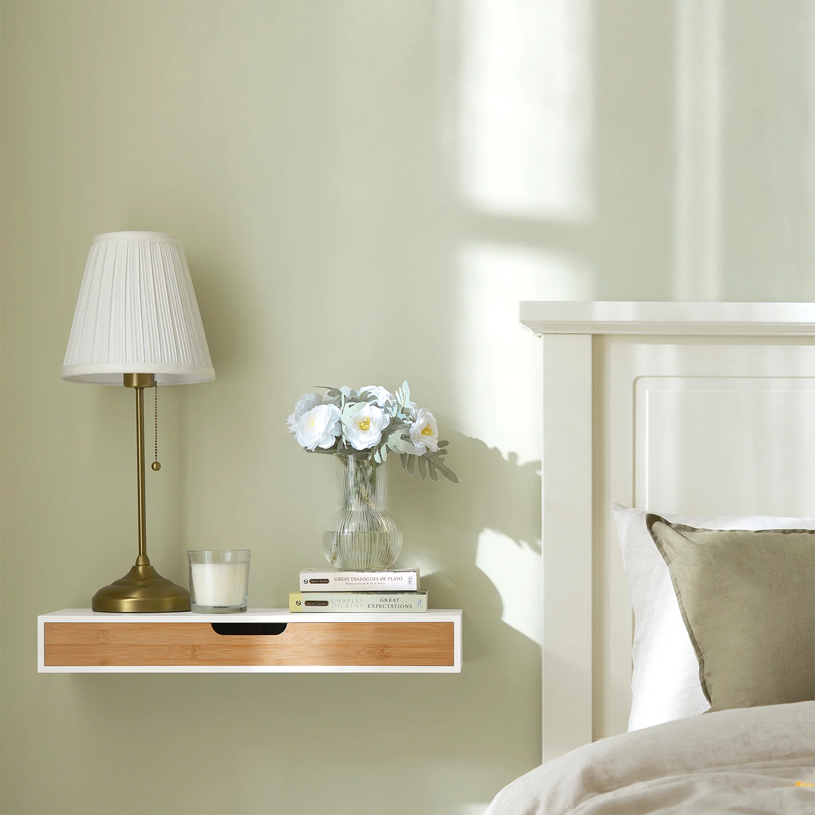 SoBuy FRG92-WN Estante de pared con cajón Blanco y bambú natural - Image 4