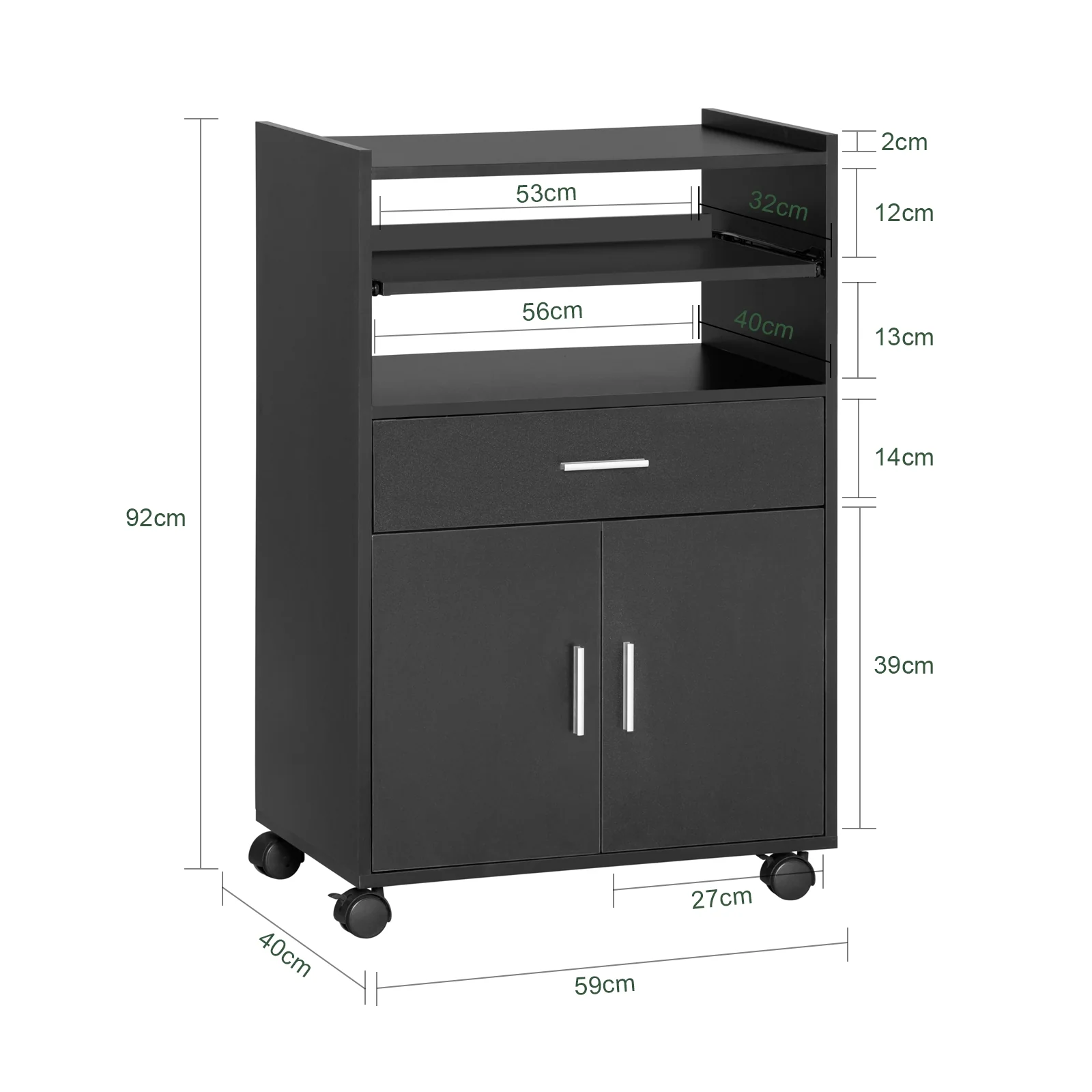 SoBuy FSB09-SCH Aparador Auxiliar de Cocina con ruedas Negro - Image 3