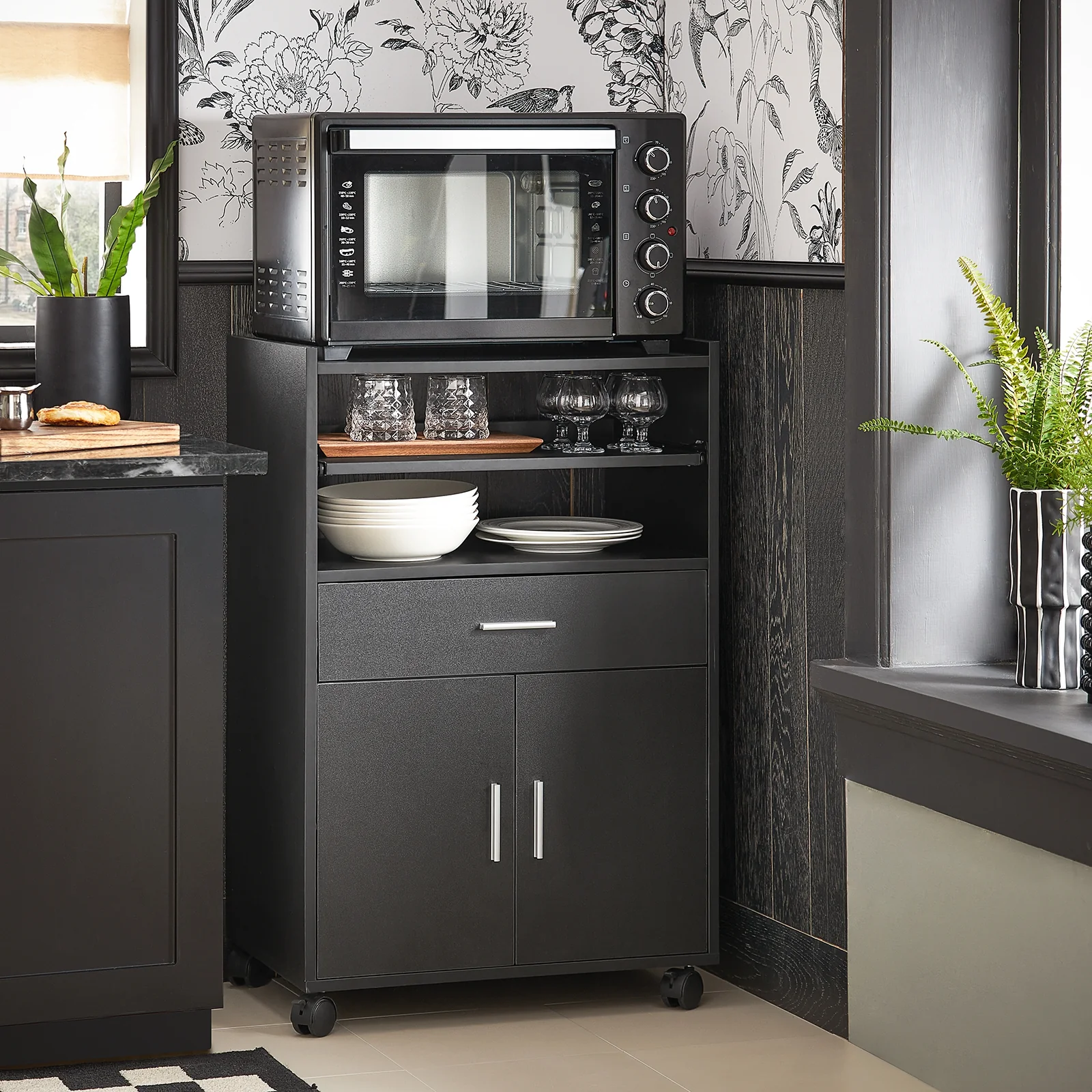 SoBuy FSB09-SCH Aparador Auxiliar de Cocina con ruedas Negro - Image 4