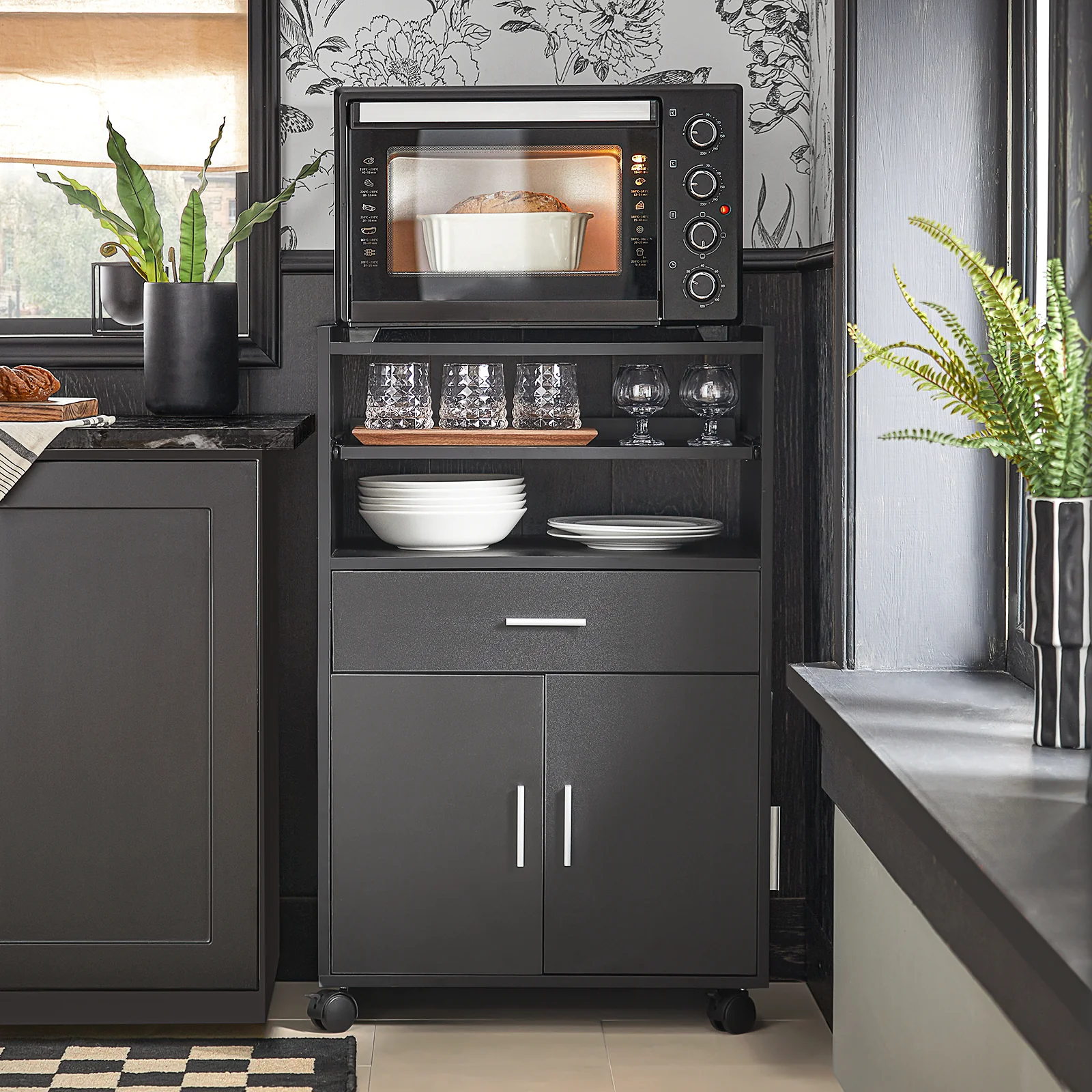 SoBuy FSB09-SCH Aparador Auxiliar de Cocina con ruedas Negro - Image 5