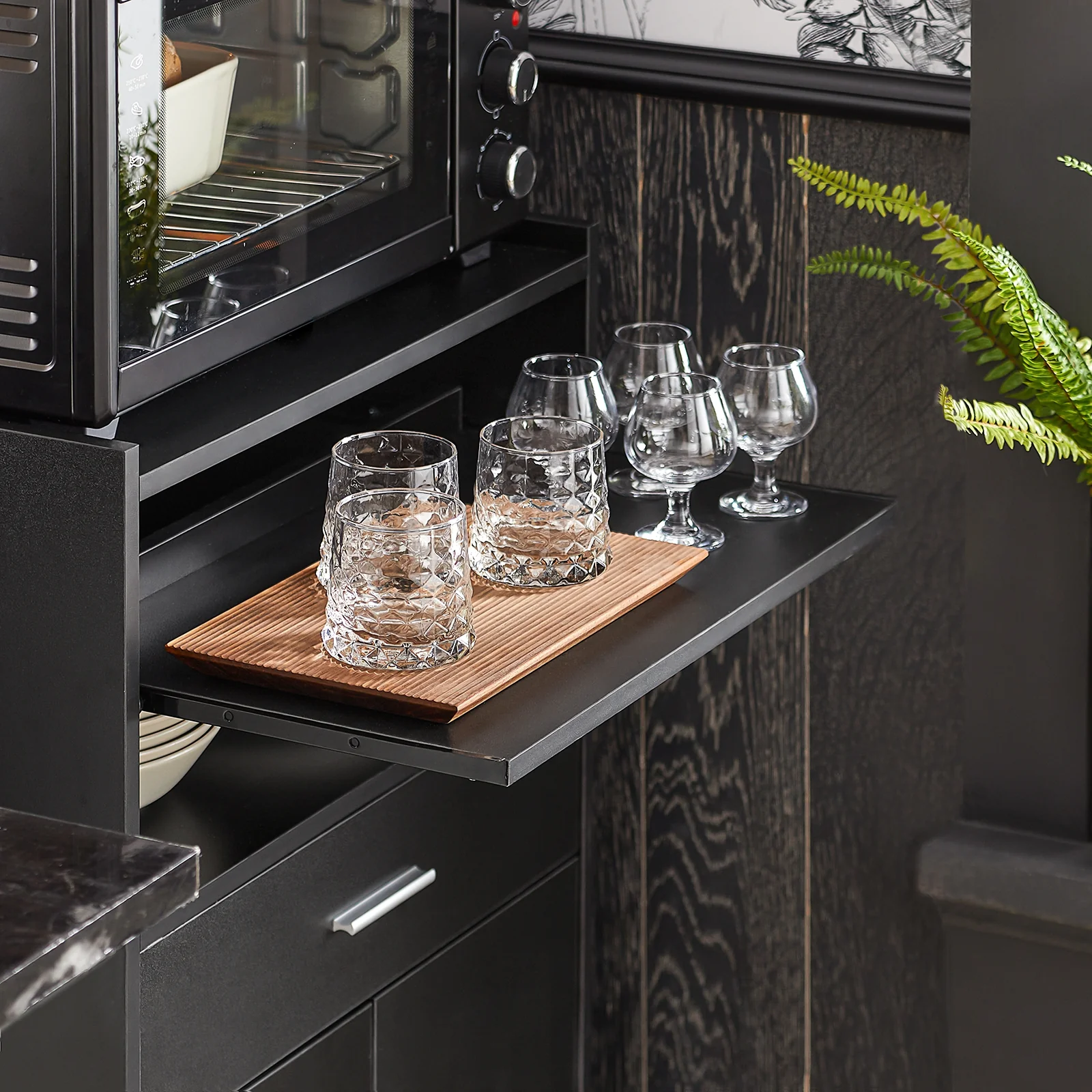 SoBuy FSB09-SCH Aparador Auxiliar de Cocina con ruedas Negro - Image 6