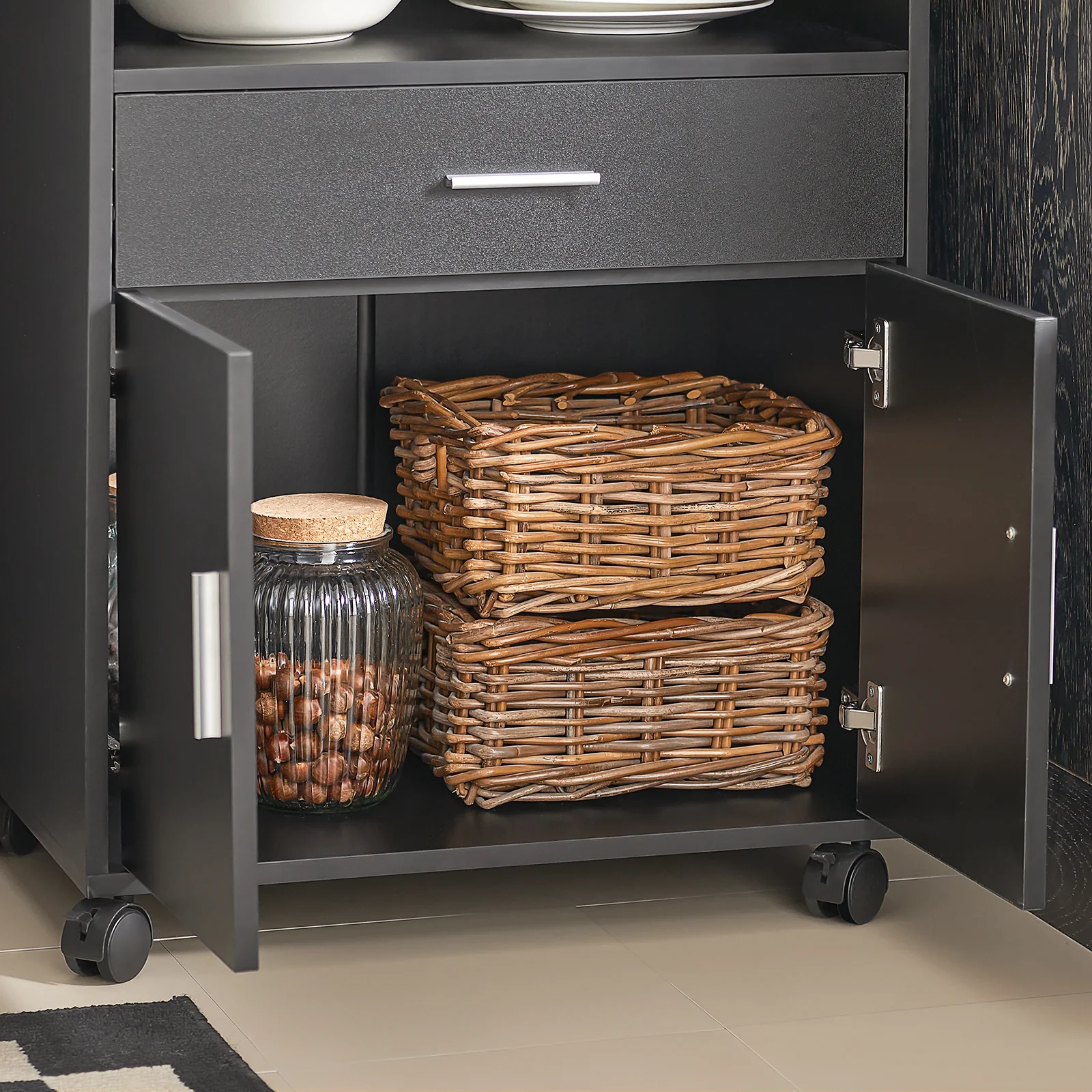SoBuy FSB09-SCH Aparador Auxiliar de Cocina con ruedas Negro - Image 8