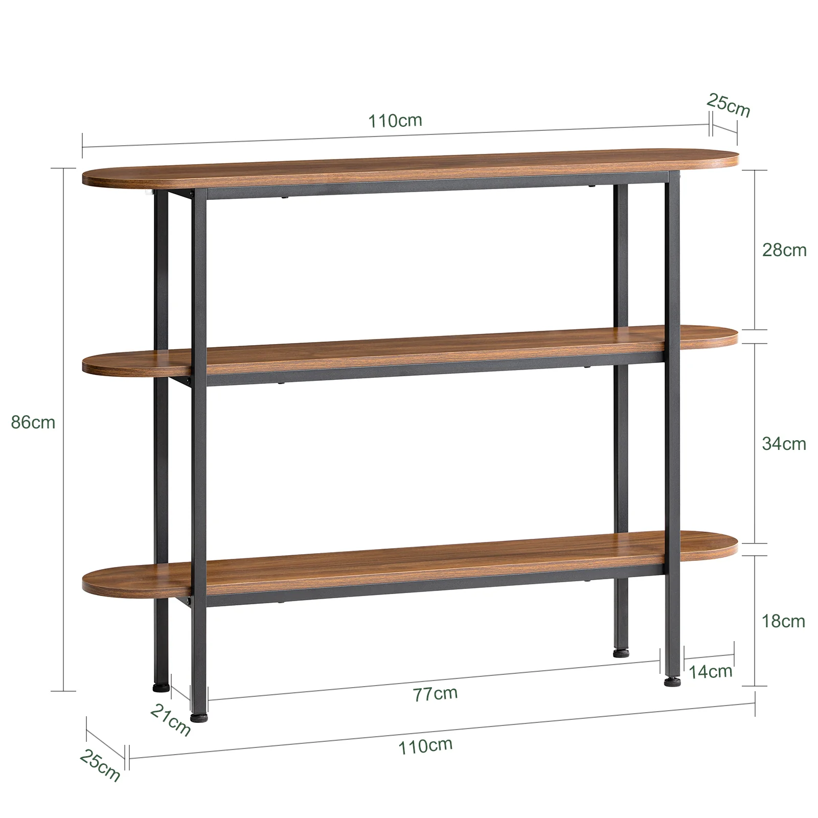 SoBuy FSB67-WS Mesa de Consola con 3 Estantes 110 x 25 x 86 cm - Image 3