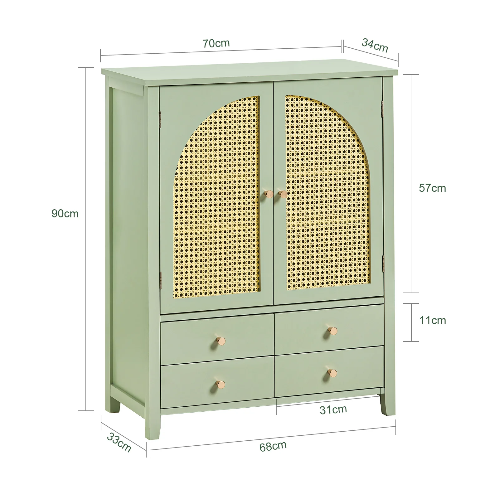 Preventa-SoBuy FSB72-GR Aparador Recibidor con 2 Puertas Armario de zapatos Verde - Image 3