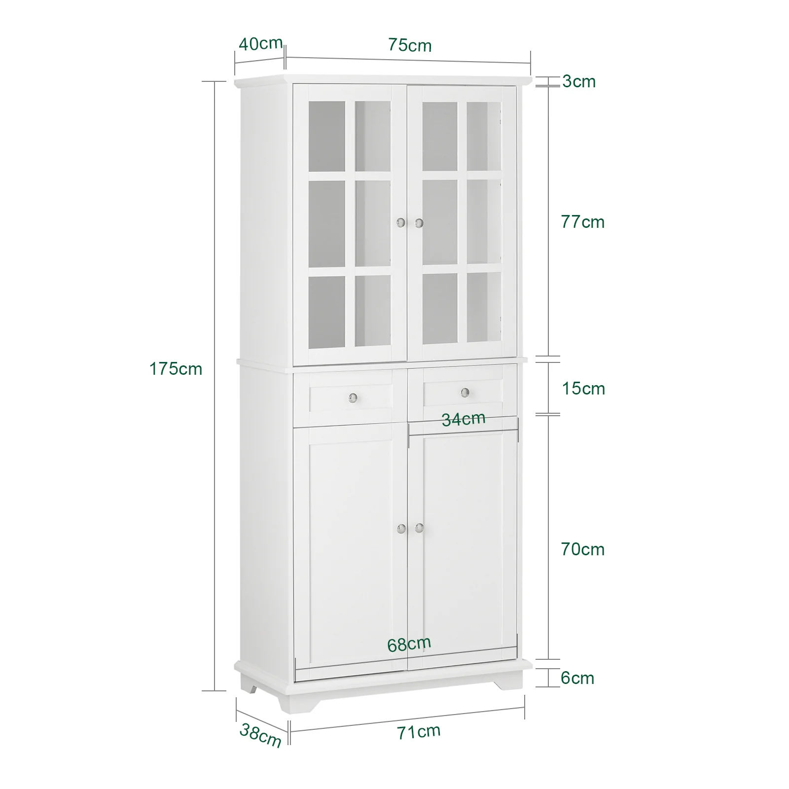 SoBuy FSB76-W Aparador Alto con 4 Puertas 2 Cajones - Image 3