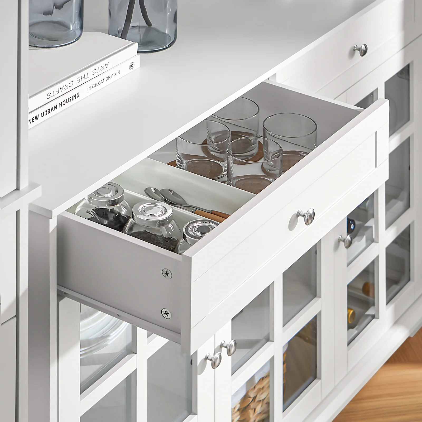 SoBuy FSB77-W Aparador Cocina con 3 Puertas y 2 Cajones Blanco - Image 6
