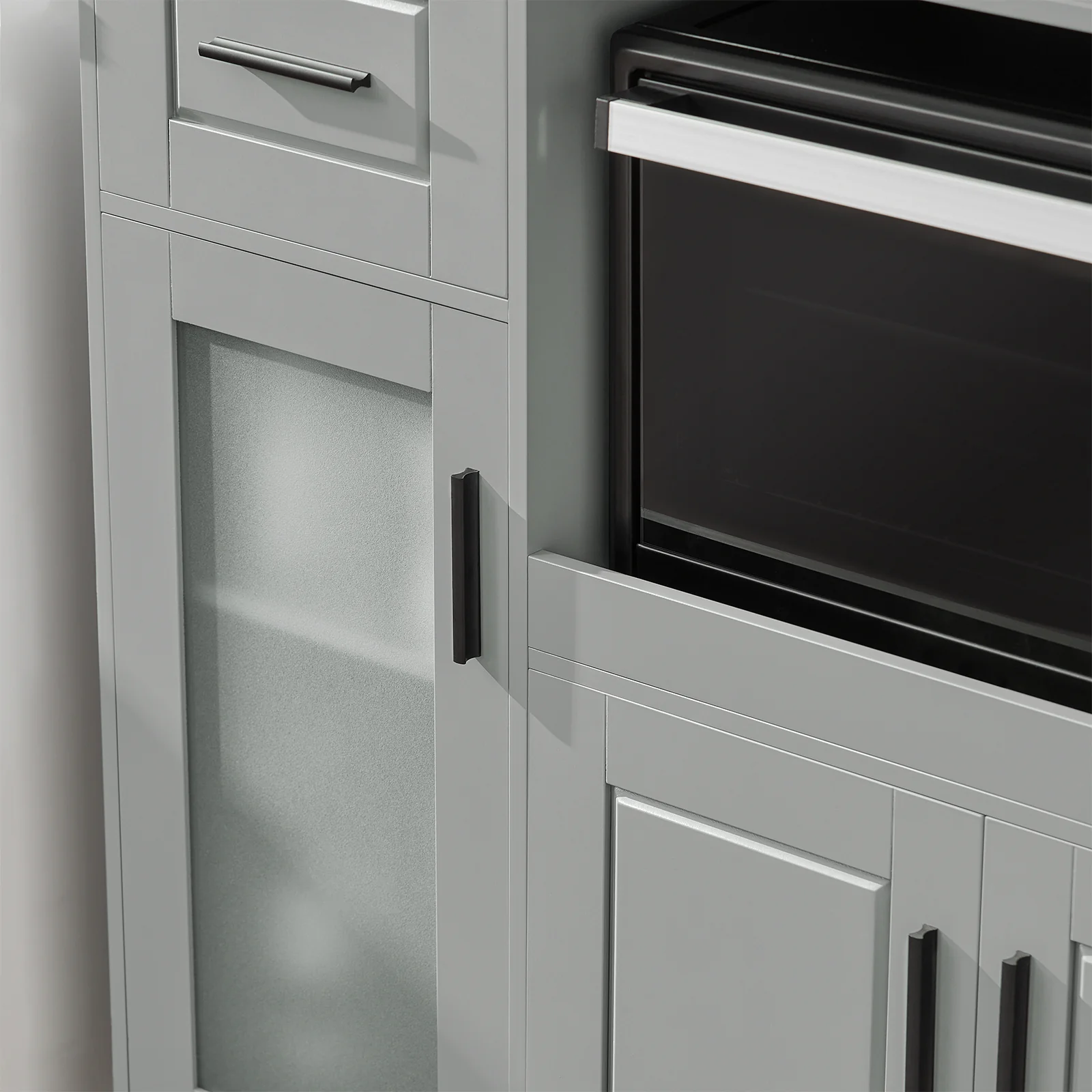 SoBuy FSB78-HG Aparador para Microondas con Ruedas 3 Puertas y un cajón Gris - Image 6