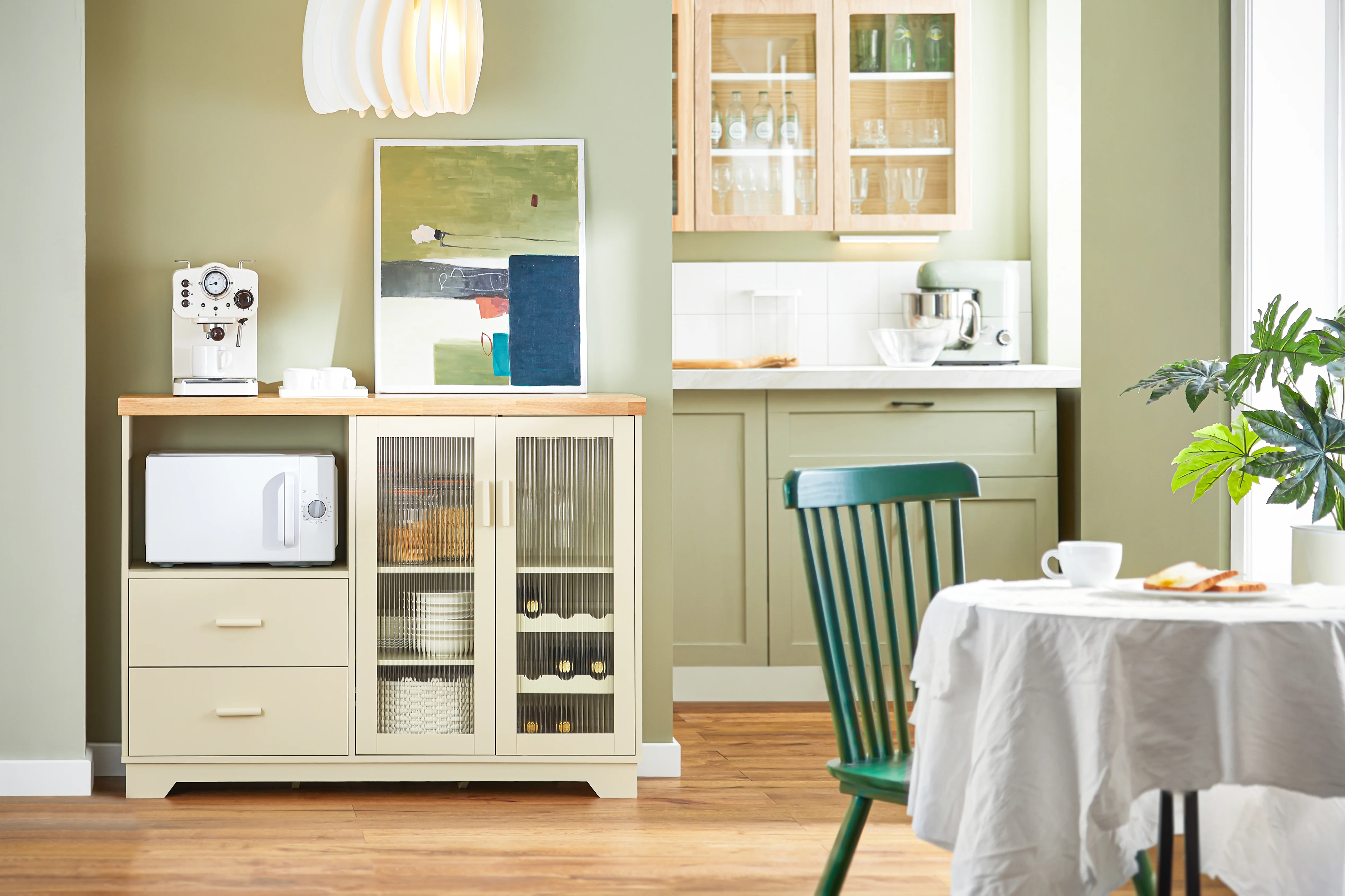 Preventa-SoBuy FSB81-MI Aparador Cocina para microonda con 2 Puertas 1 Compartimento Beige 120 x 40 x 90 cm - Image 4
