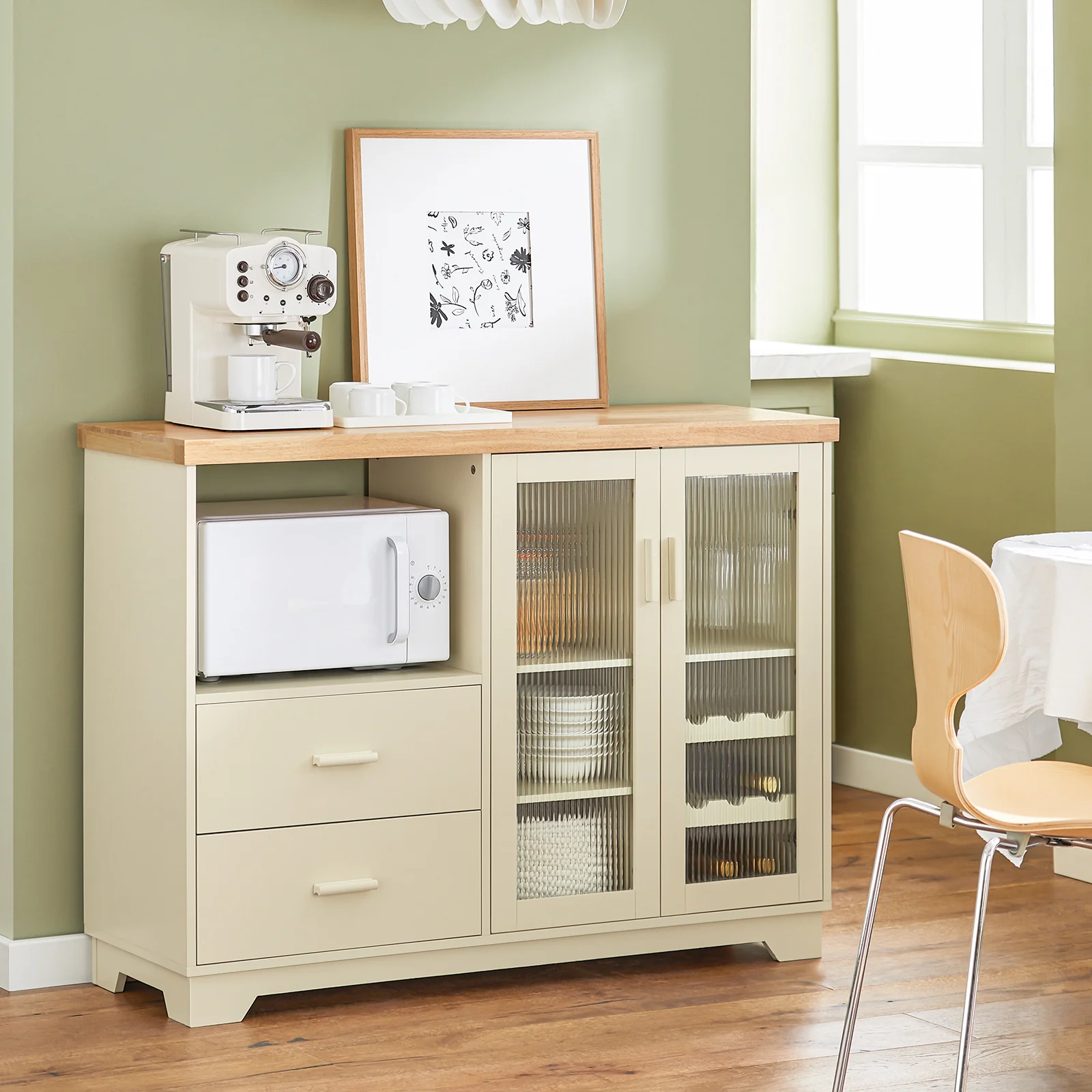 Preventa-SoBuy FSB81-MI Aparador Cocina para microonda con 2 Puertas 1 Compartimento Beige 120 x 40 x 90 cm - Image 5