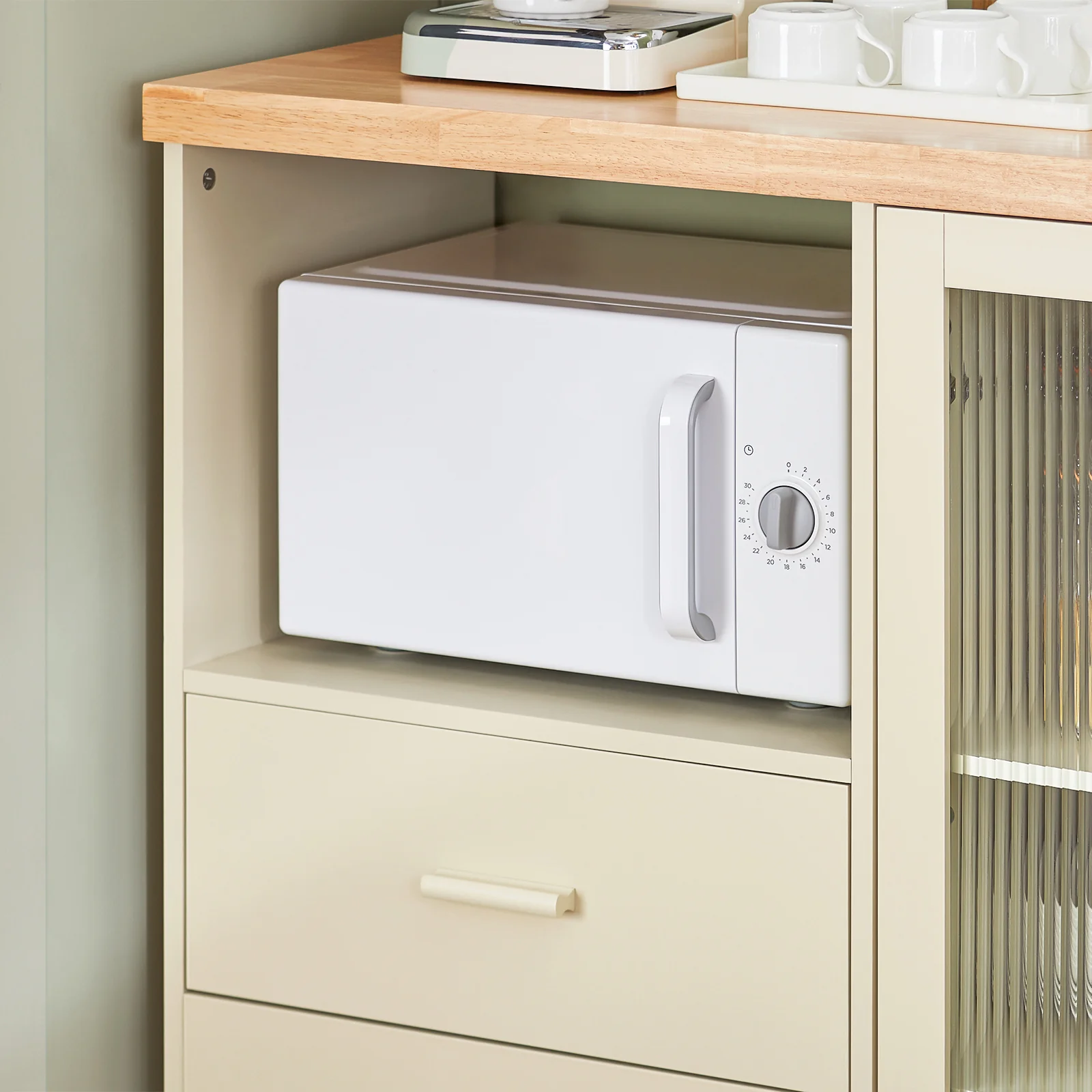Preventa-SoBuy FSB81-MI Aparador Cocina para microonda con 2 Puertas 1 Compartimento Beige 120 x 40 x 90 cm - Image 6