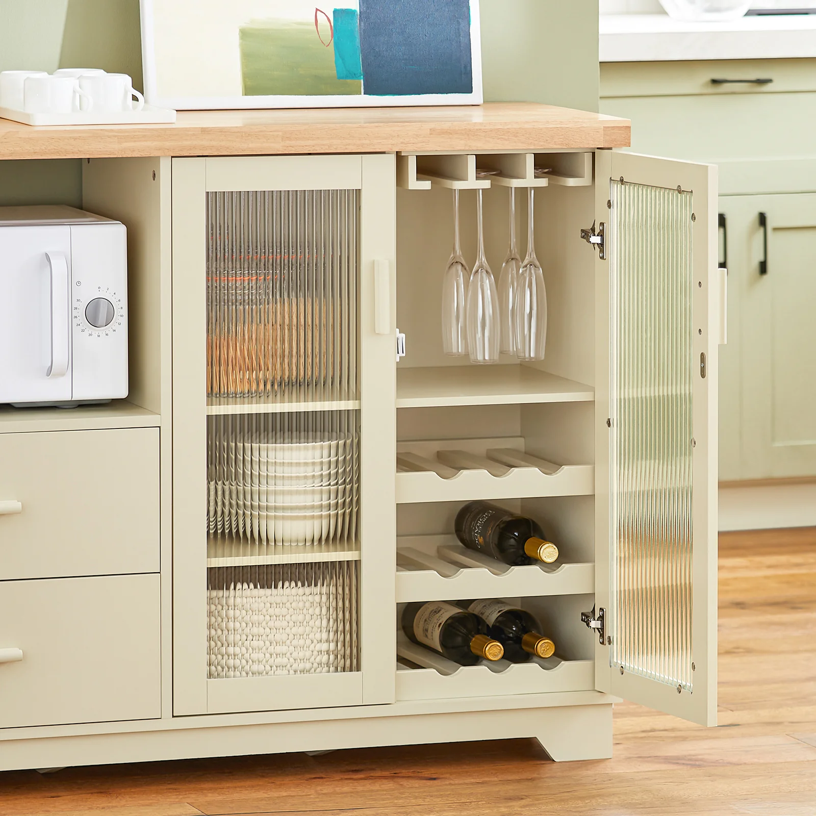 Preventa-SoBuy FSB81-MI Aparador Cocina para microonda con 2 Puertas 1 Compartimento Beige 120 x 40 x 90 cm - Image 7