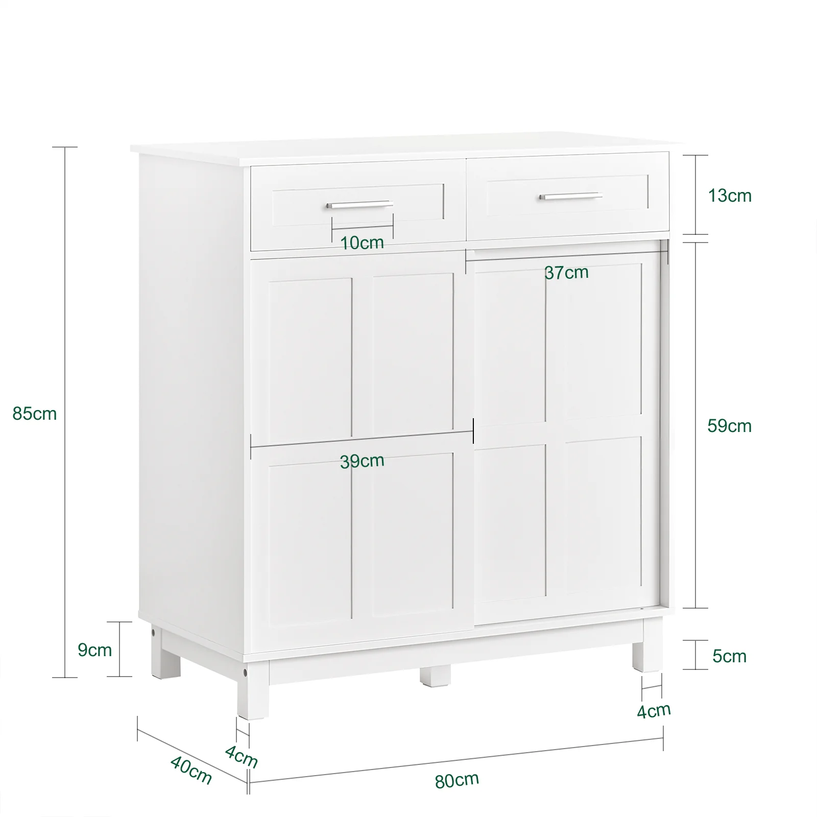 SoBuy FSB84-W Aparador recibidor con 2 cajones y 2 Puertas Blanco 80 x 40 x 85 cm - Image 3