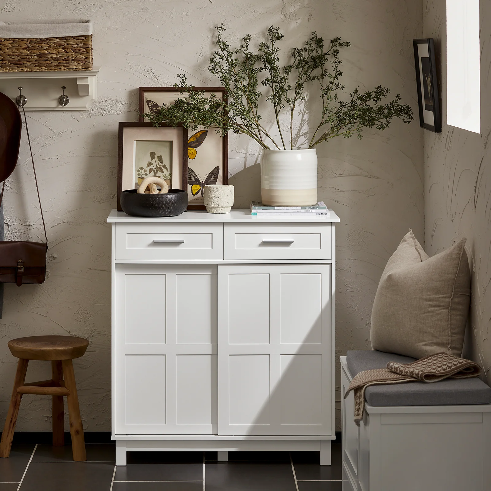 SoBuy FSB84-W Aparador recibidor con 2 cajones y 2 Puertas Blanco 80 x 40 x 85 cm - Image 4